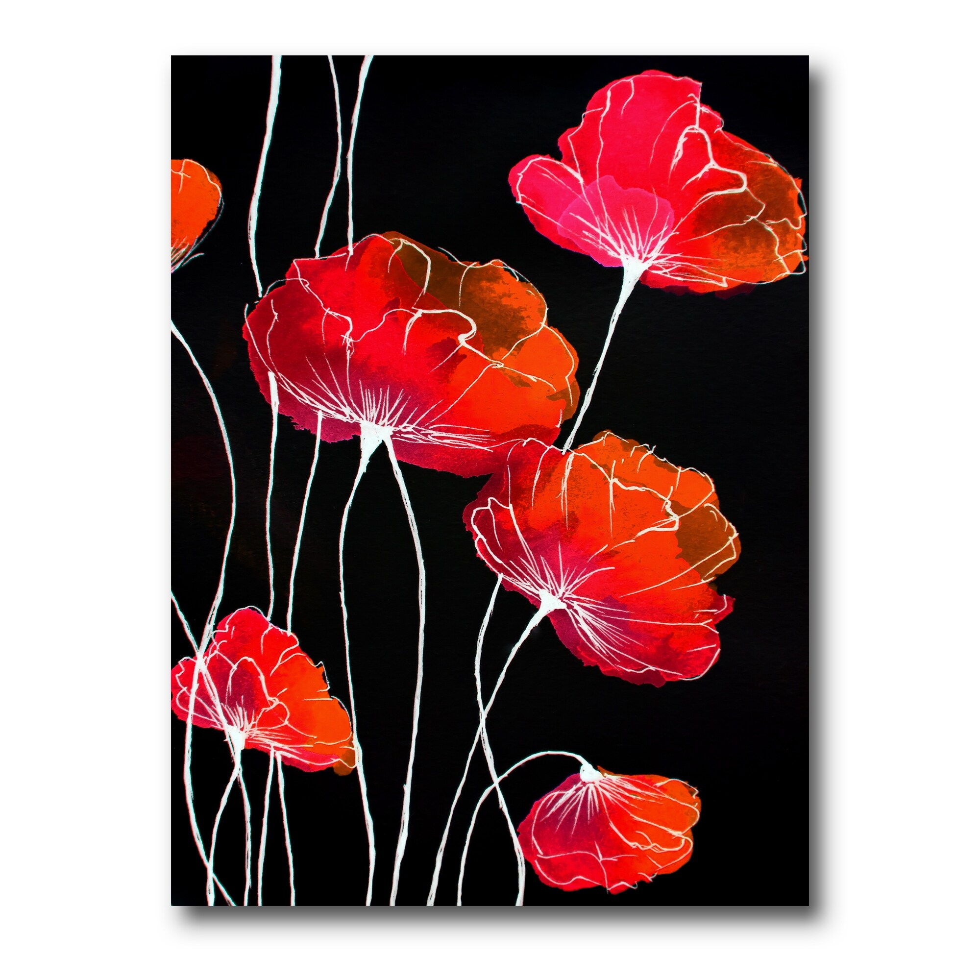 Wallpaper #Zmda6pIBSpphPi3-wkYj240 Designart Abstract Red Flower Detail on Black Ii Traditional Canvas
