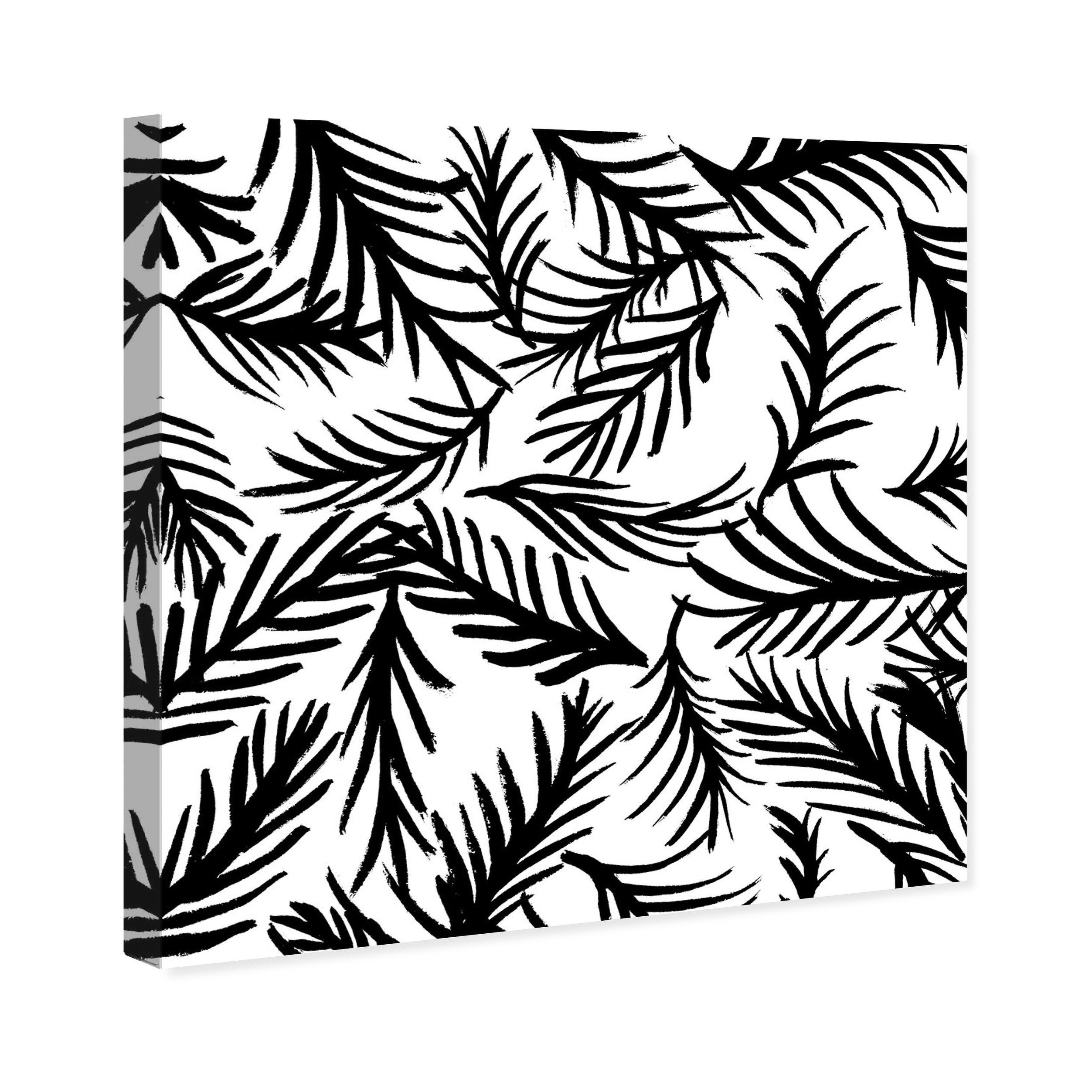 Wallpaper #FHeYKJMB-pgBXx60ZKsS278 Wynwood Studio Canvas Floral and Botanical Palmera Pattern Black and
