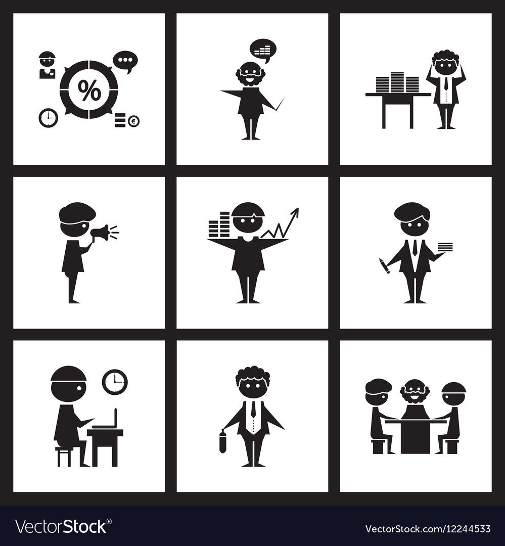 Wallpaper #wZyy4ZIBZHQxiYarrLy471 Concept Flat Icons in Black and White Business Vector Image