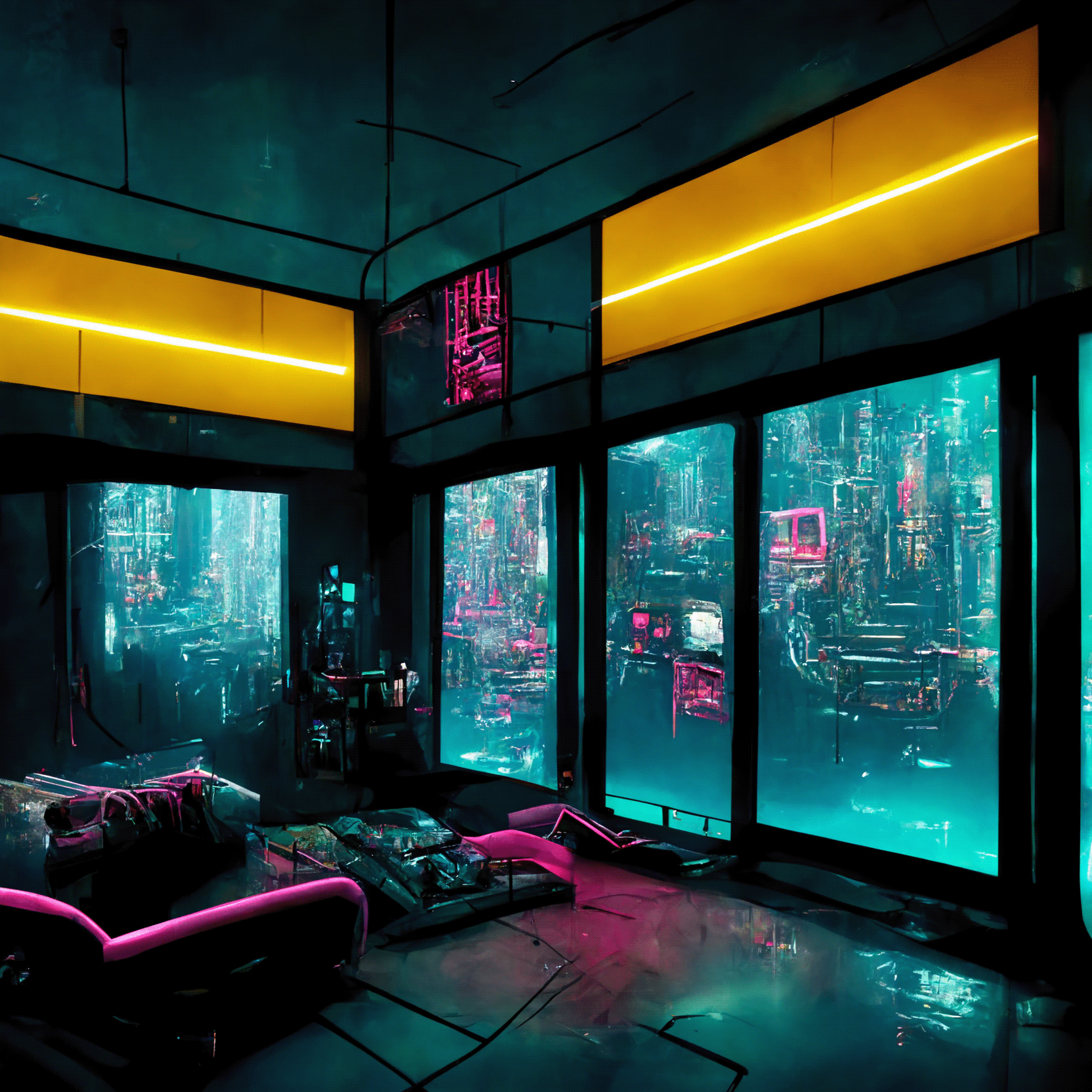 Wallpaper #eHQ0044B_8f4nGFaFHW63 AI Cyberpunk Interior Design on Behance