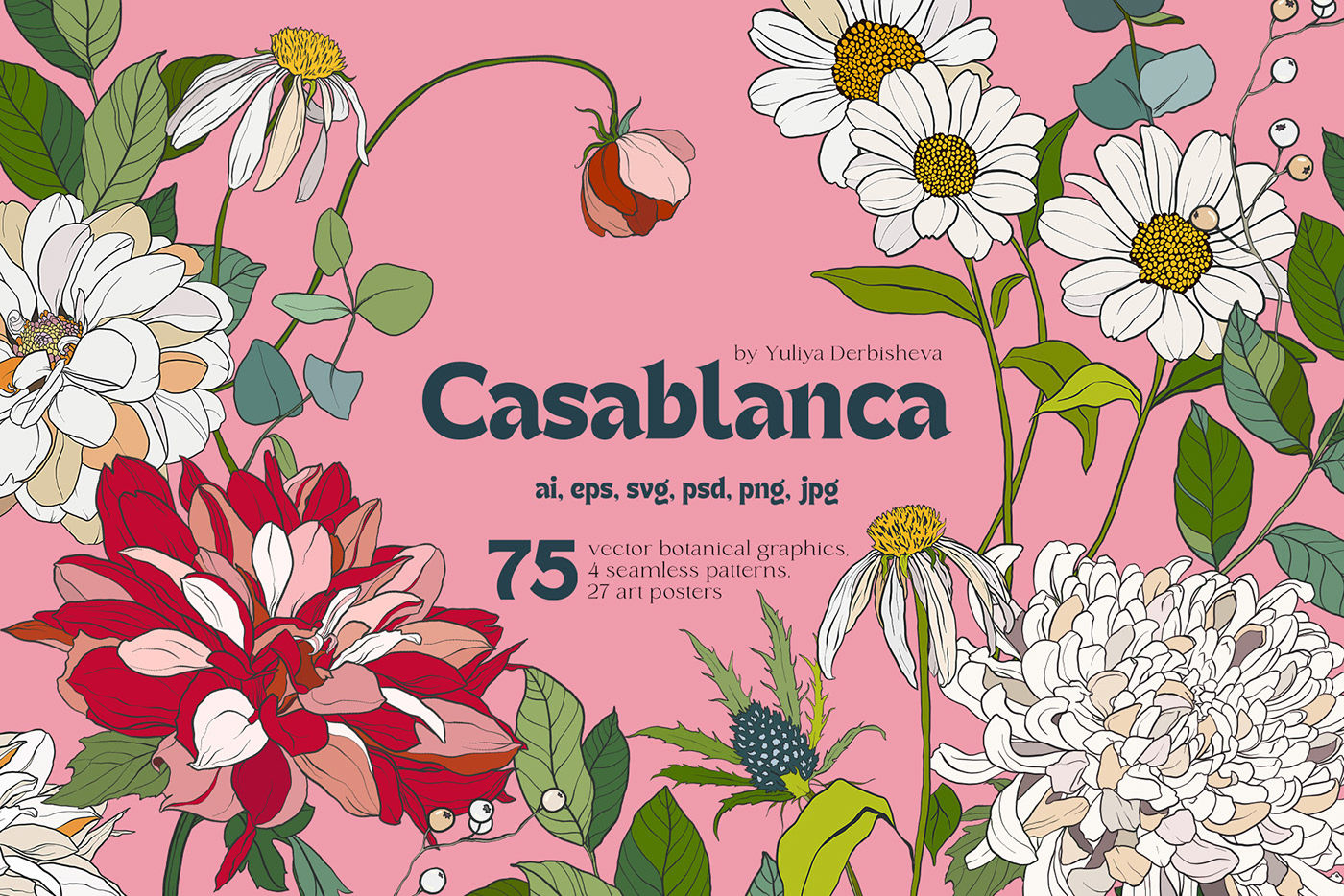 Wallpaper #_wM6Y5MBpyOg8YnEo9Sb175 Casablanca Modern Vector Botanical Collection Patterns Behance