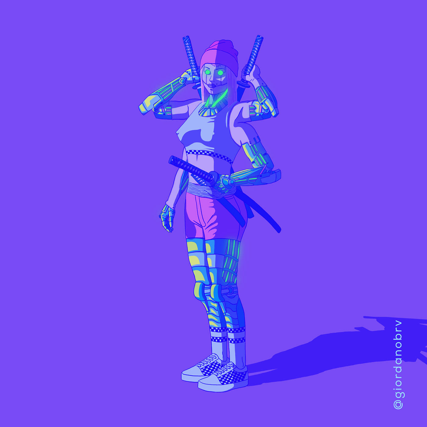 Wallpaper #lGiXF5MBSpphPi3-bA_J37 Four Armed Cyber Samurai Girl on Behance