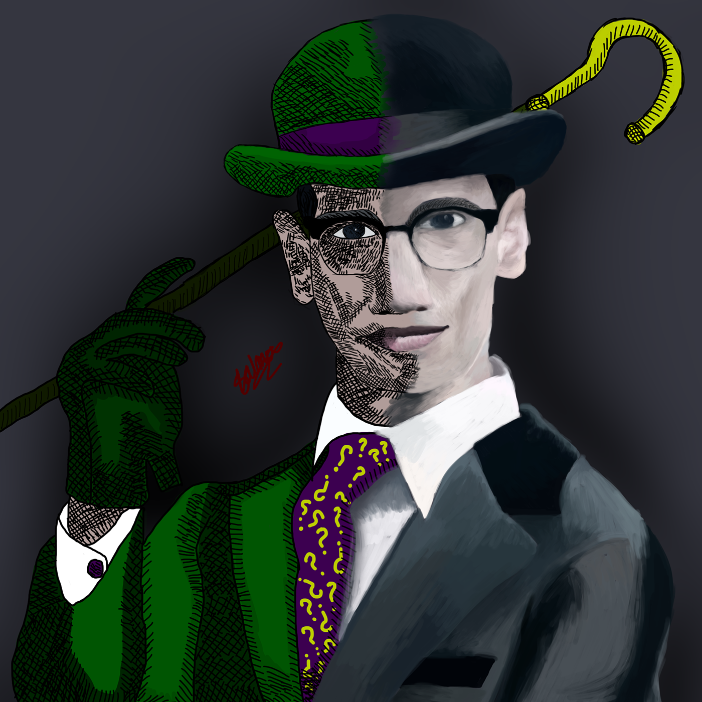 Wallpaper #JxnPLo8BtGB6xQ7855aC53 The Riddler Portrait on Behance