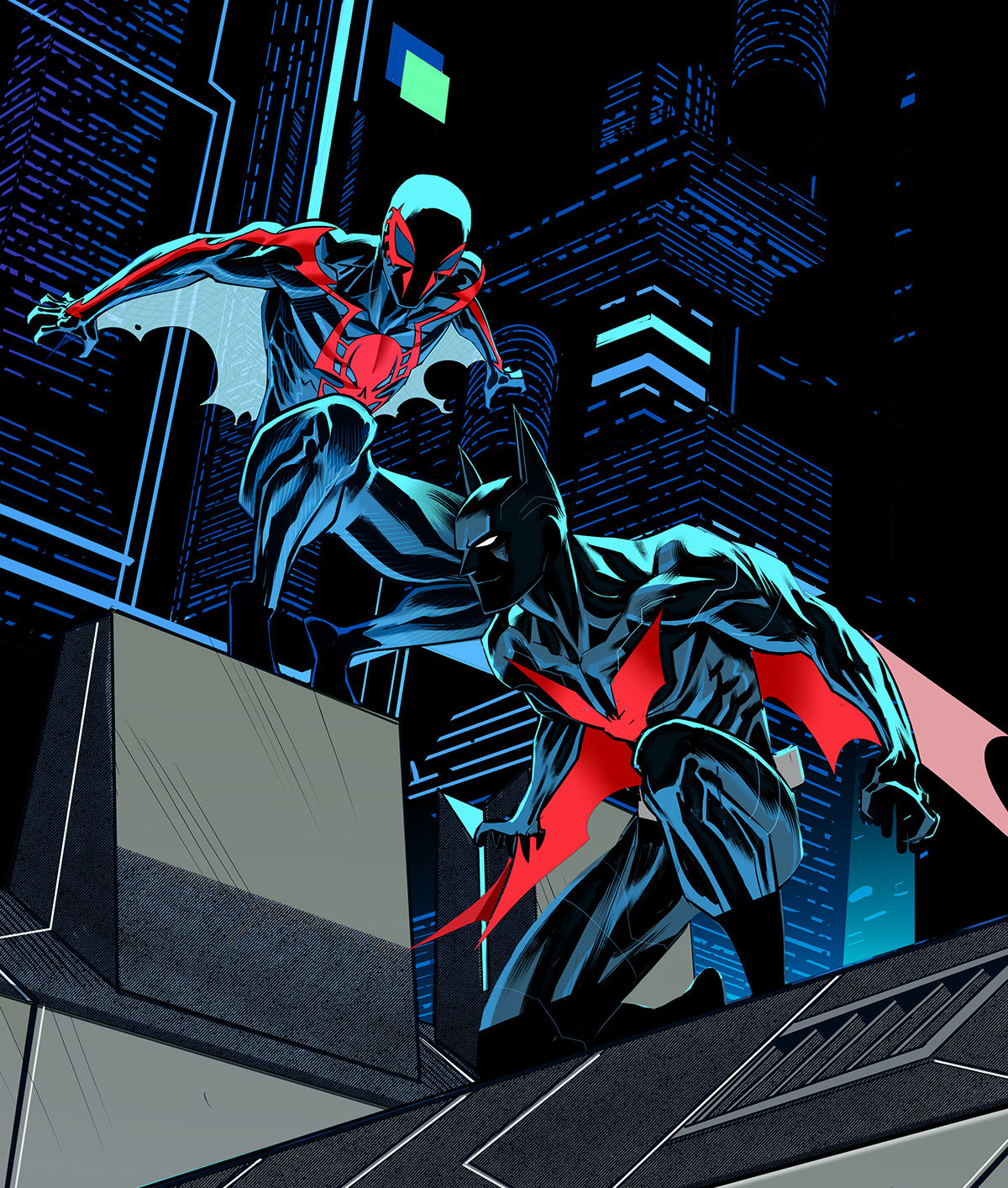 Wallpaper #G3dNJ5MB-pgBXx603KWL354 Spiderman 2099batman Beyond Team Up Behance