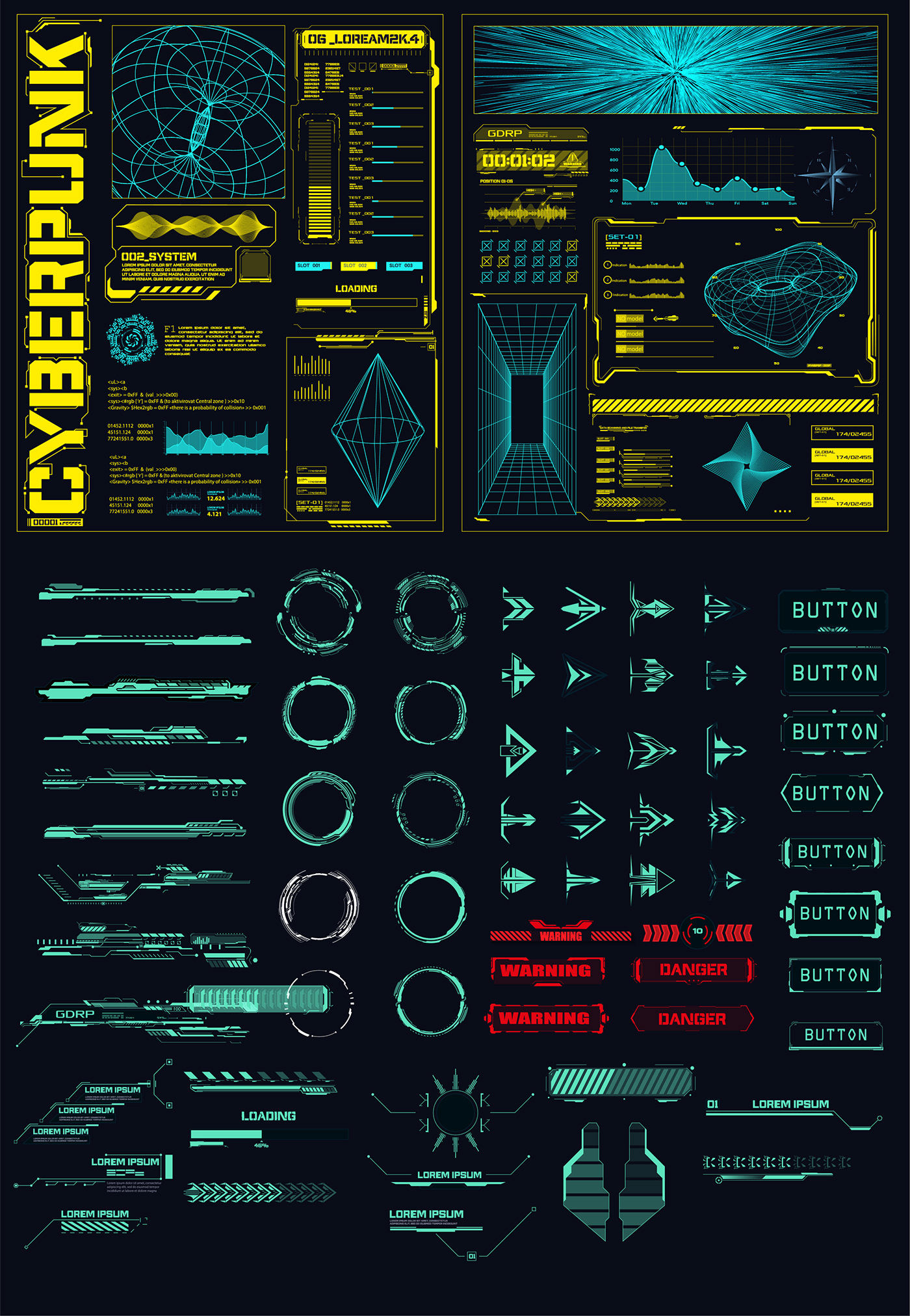 Wallpaper #fmeh-pIBSpphPi3-95Fq149 Sci Fi Ui Cyberpunk Futuristic Collection Elements Behance