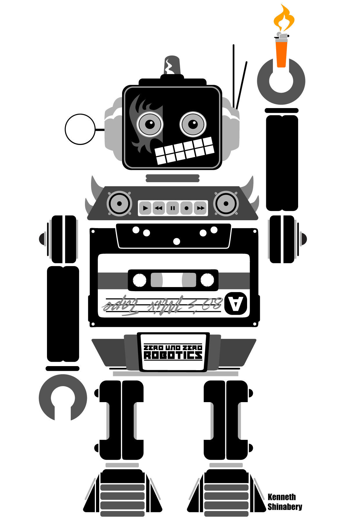 Wallpaper #yhnzFo8BtGB6xQ78ZG4718 80s Mix Tape Robot on Behance