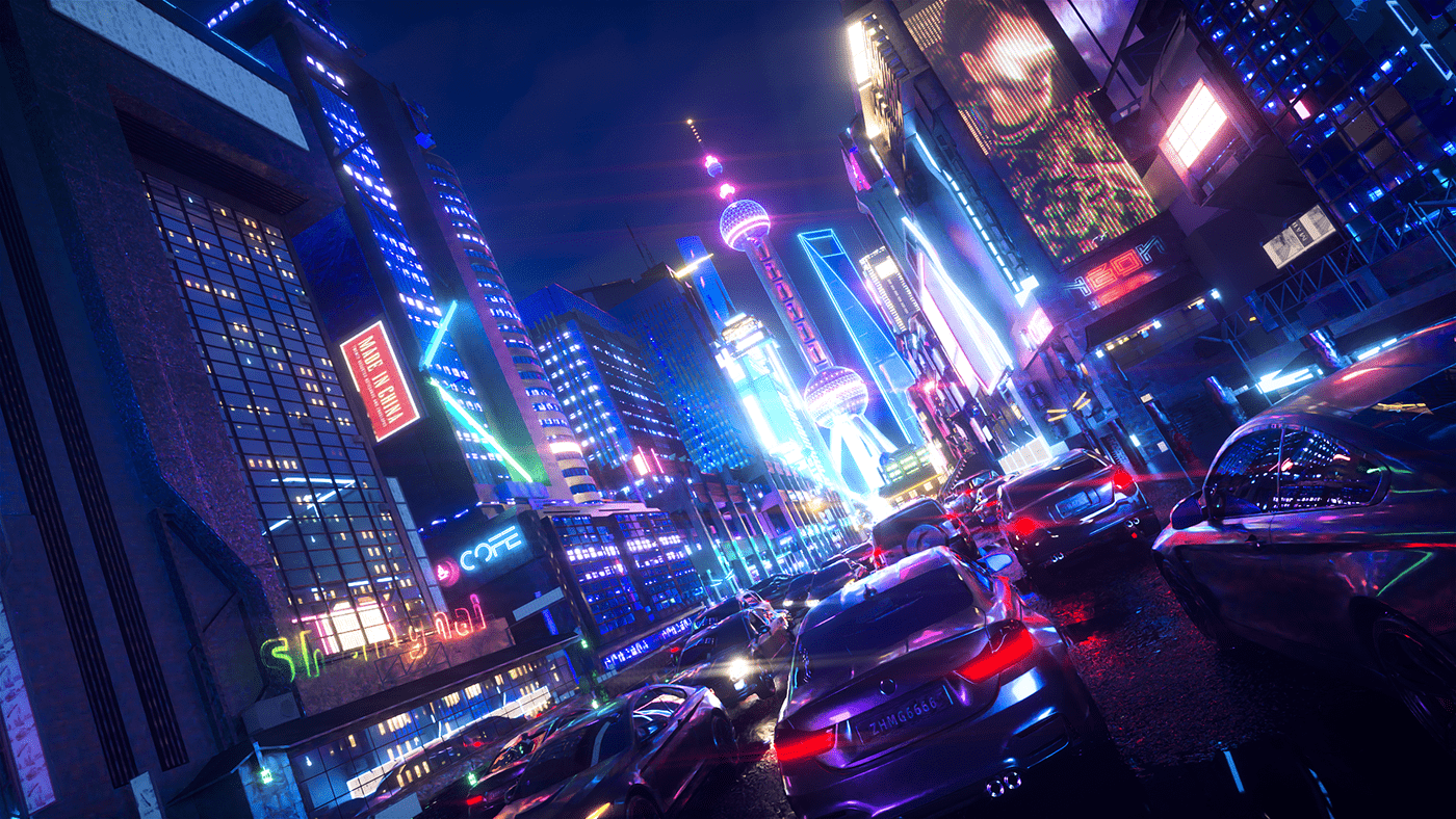 Wallpaper #WnTjvo4B_8f4nGFaZ2yS34 Cyberpunk Shanghai on Behance