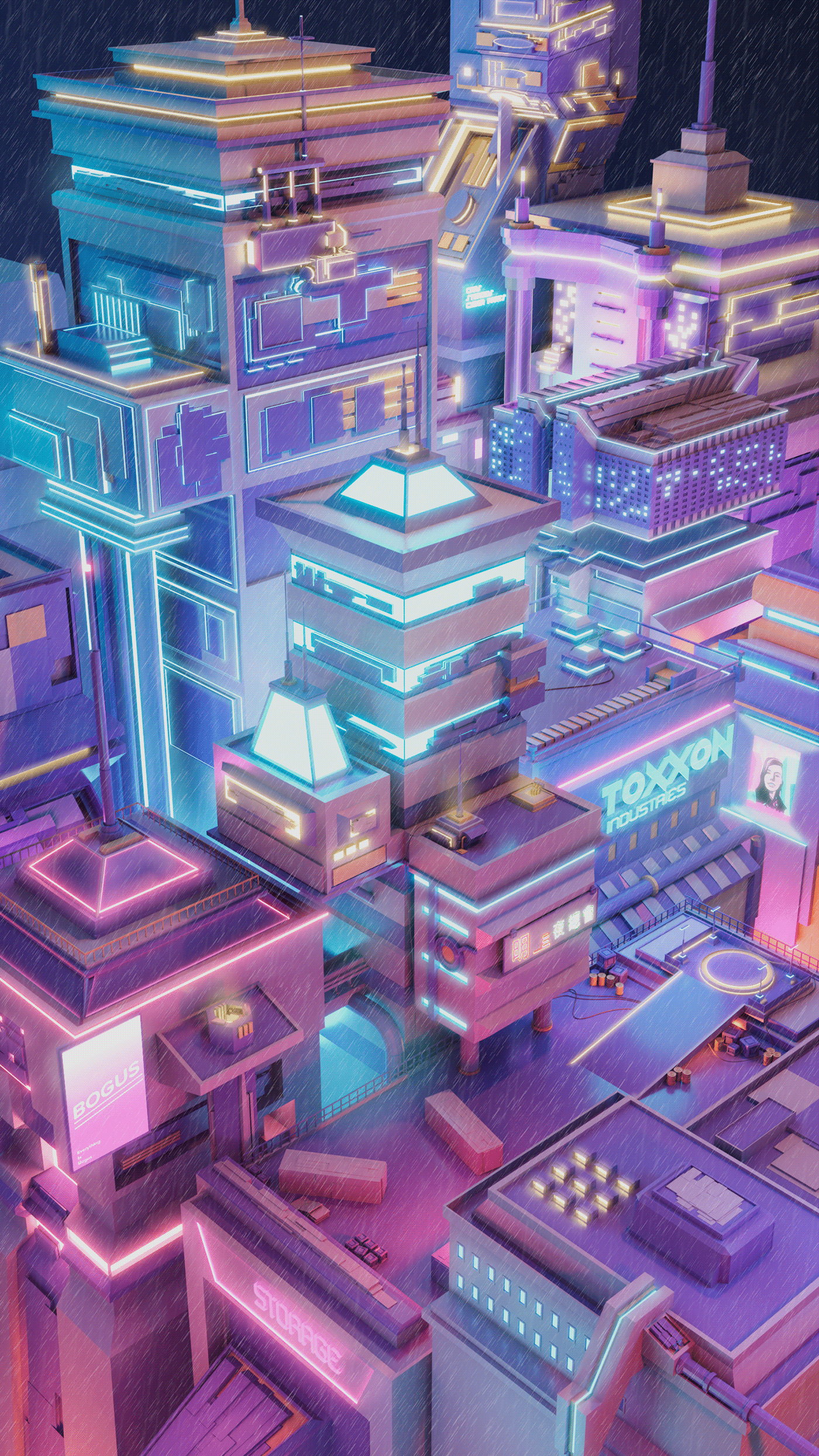 Wallpaper #nGgOHJMBSpphPi3-CSHM257 Cyberpunk City at Night on Behance