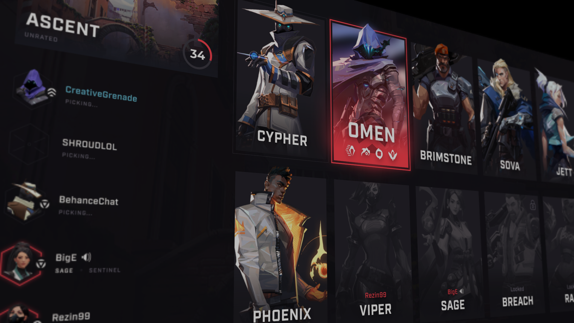 Wallpaper #H2d76ZIBSpphPi3-yEJ_43 Valorant Agent Selection Screen Ui for Fun Behance