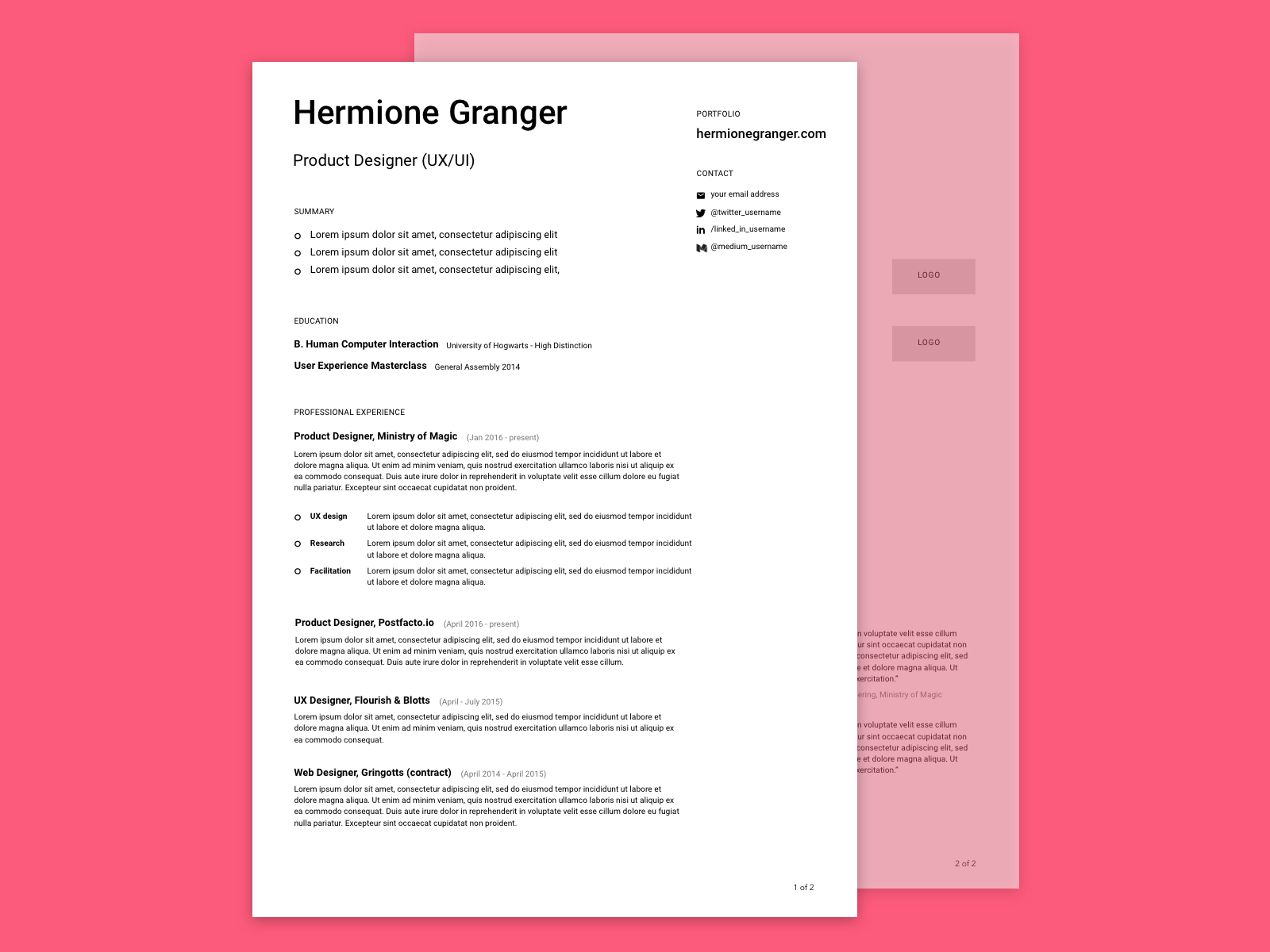 Wallpaper #XR0NLZMBlOZrFDOkqs4j307 Free Minimalist Design Resume Cv Template in Sketch Format