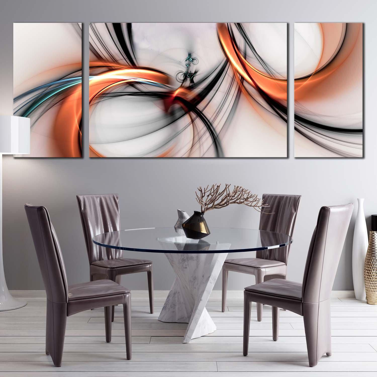Wallpaper #FGfC_5IBSpphPi3-96QM266 3D Abstract Canvas Print Orange Black Abstract Art Print 3 Piece Multi