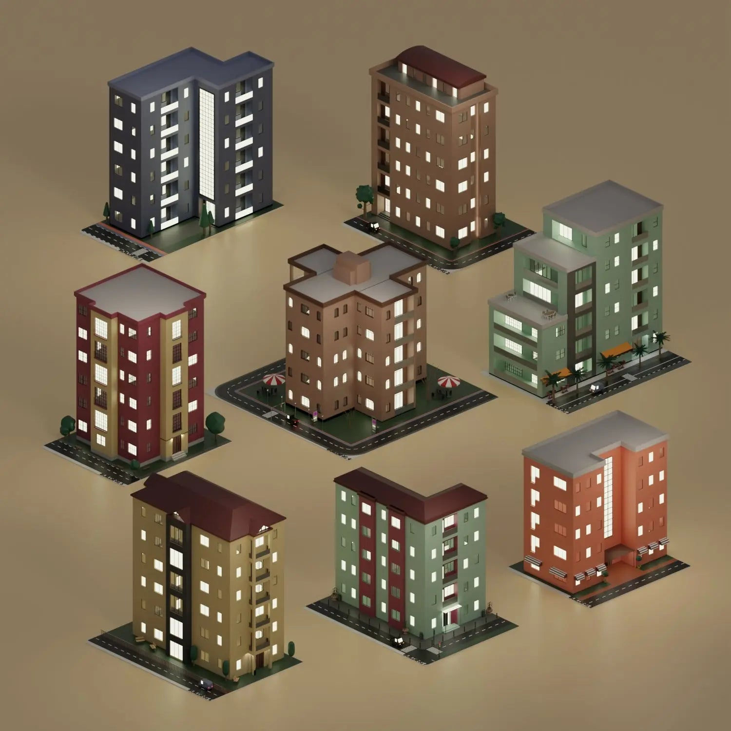 Wallpaper #aWfA6pIBSpphPi3-sEia98 3D Model Low Poly Buildings 3 Toffu Co