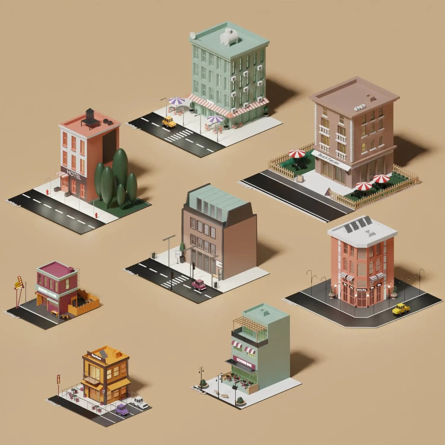 Wallpaper #aWfA6pIBSpphPi3-sEia175 3D Model Low Poly Buildings 1 Toffu Co