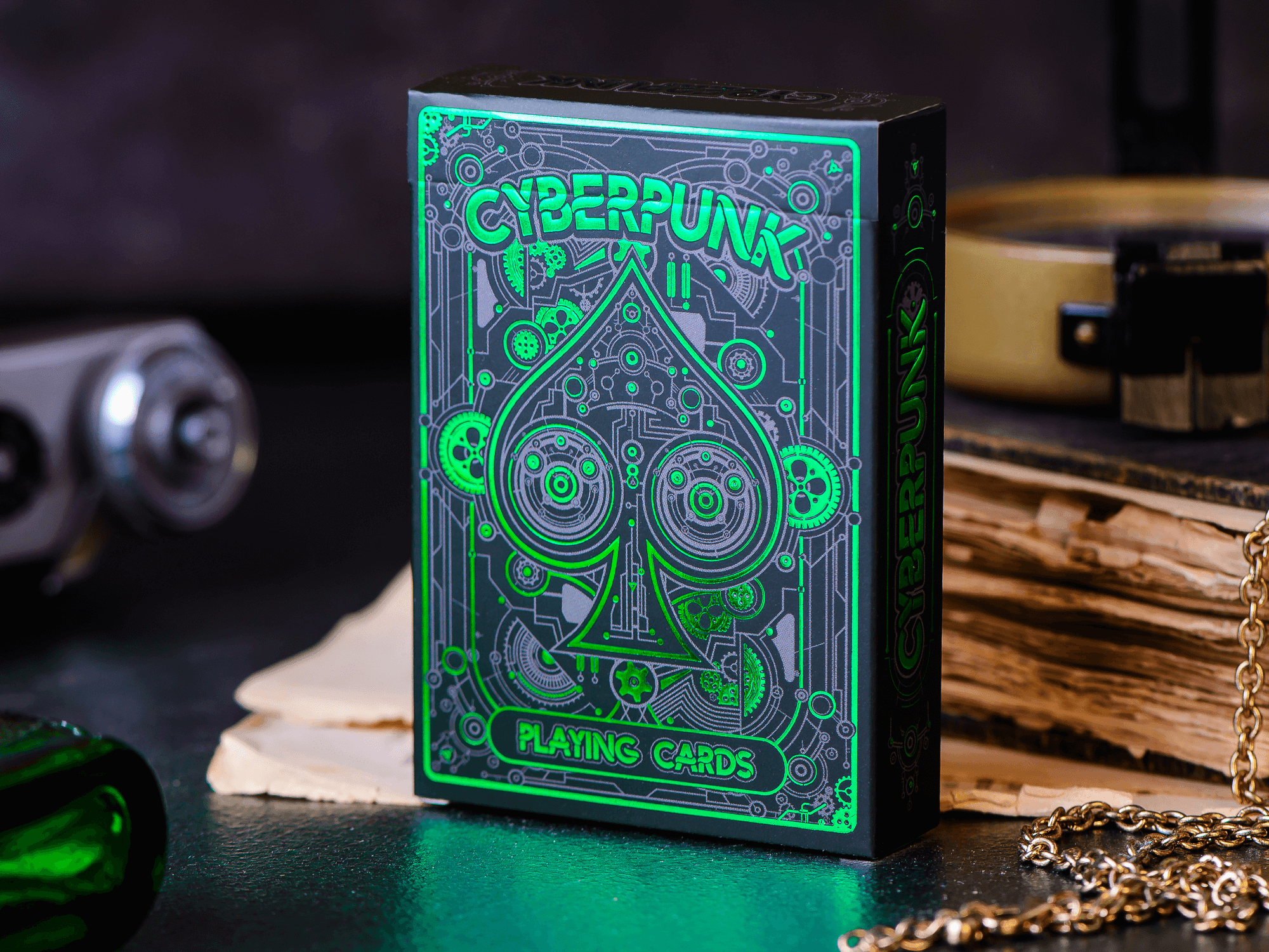 Wallpaper #9hkxAo8BtGB6xQ78_0lm35 Cyberpunk Green by Elephant Playing Cards Rareplayingcardscom