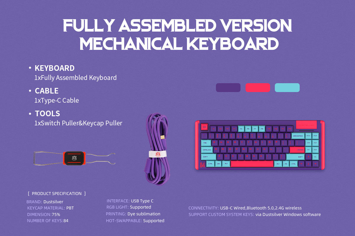 Wallpaper #I6WROJMBVBiSkHCaw44085 Cyberpunk Cool Purple Hotswap Backlit Wireless Mechanical Keyboard