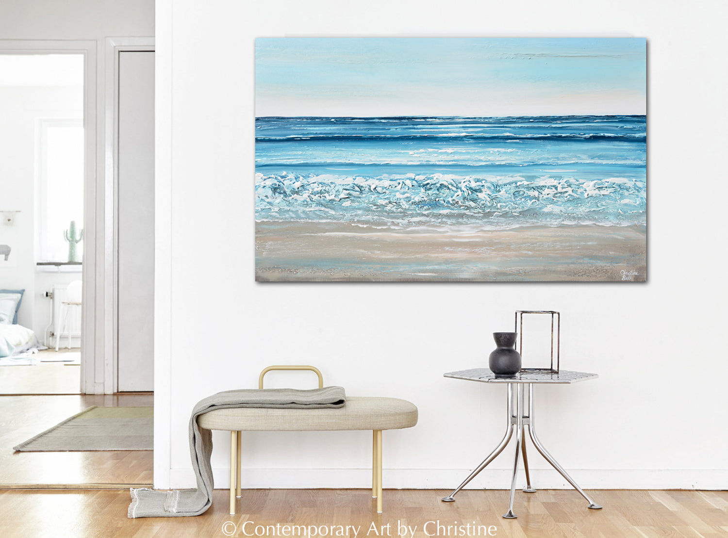 Wallpaper #UmcpA5MBSpphPi3-NrL_76 Original Abstract Beach Painting Textured Ocean Coastal Blue Art Decor