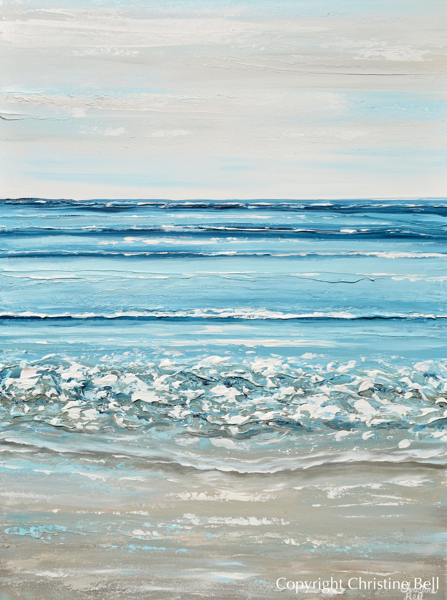 Wallpaper #UmcpA5MBSpphPi3-NrL_60 Original Abstract Ocean Painting Coastal Blue White Sea Beach Decor 40