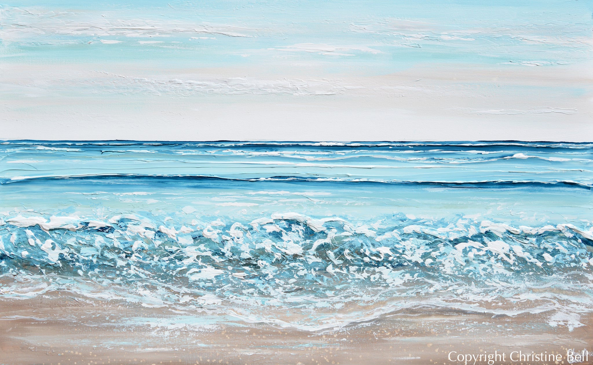 Wallpaper #UmcpA5MBSpphPi3-NrL_58 Original Abstract Beach Painting Textured Coastal Blue Ocean Art Decor