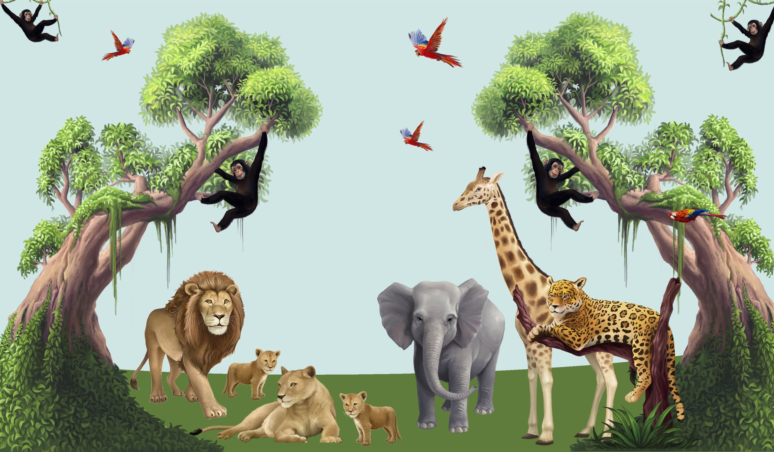 Wallpaper #qH1T8o4Bnwiau_P62QsV7 Super Mega Jungle Animal Mural Kit Kids Room Mural Wall Decals