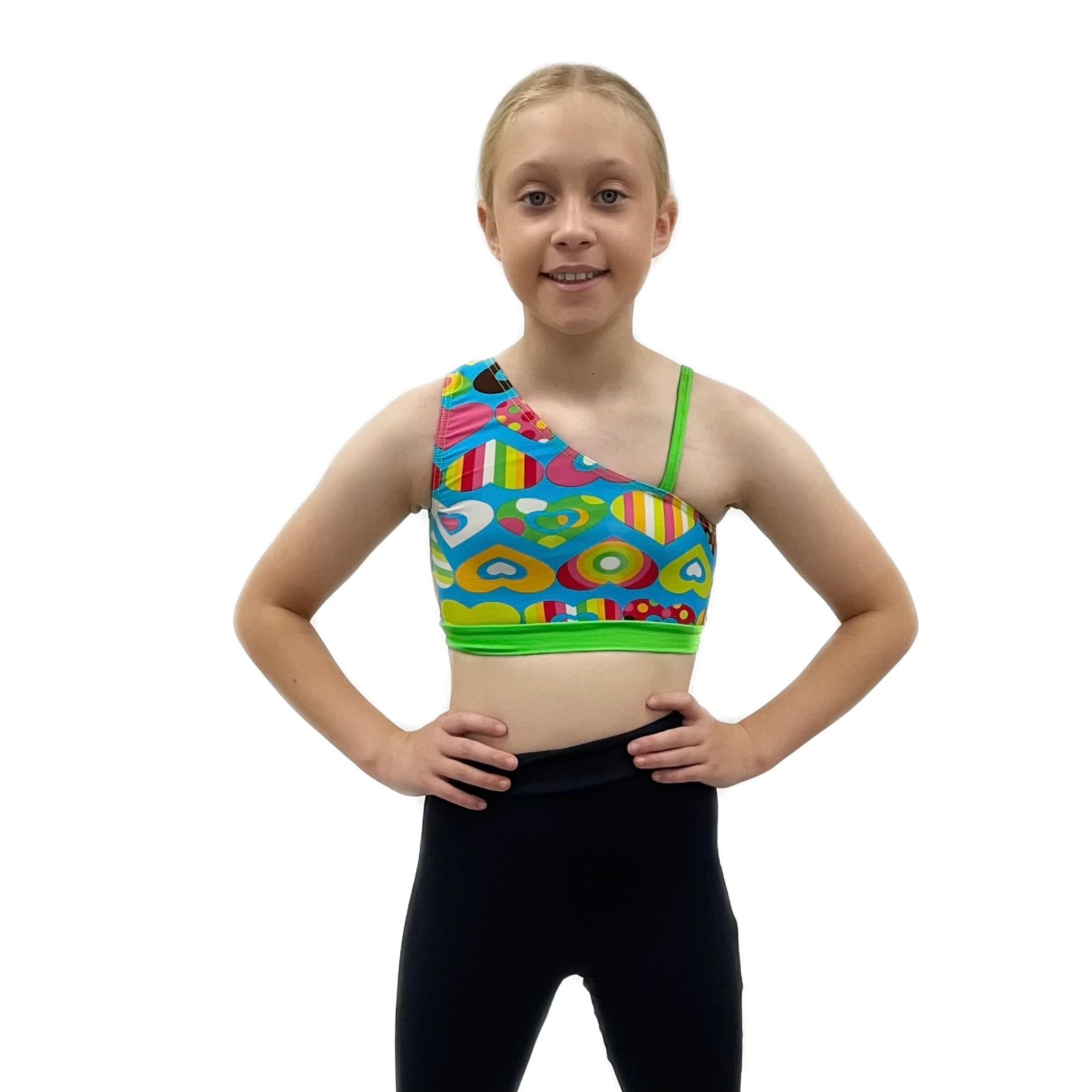Wallpaper #Tmd395IBSpphPi3-tobx301 Green Heart Pattern Crop Top Razzle Dazzle Dance Costumes