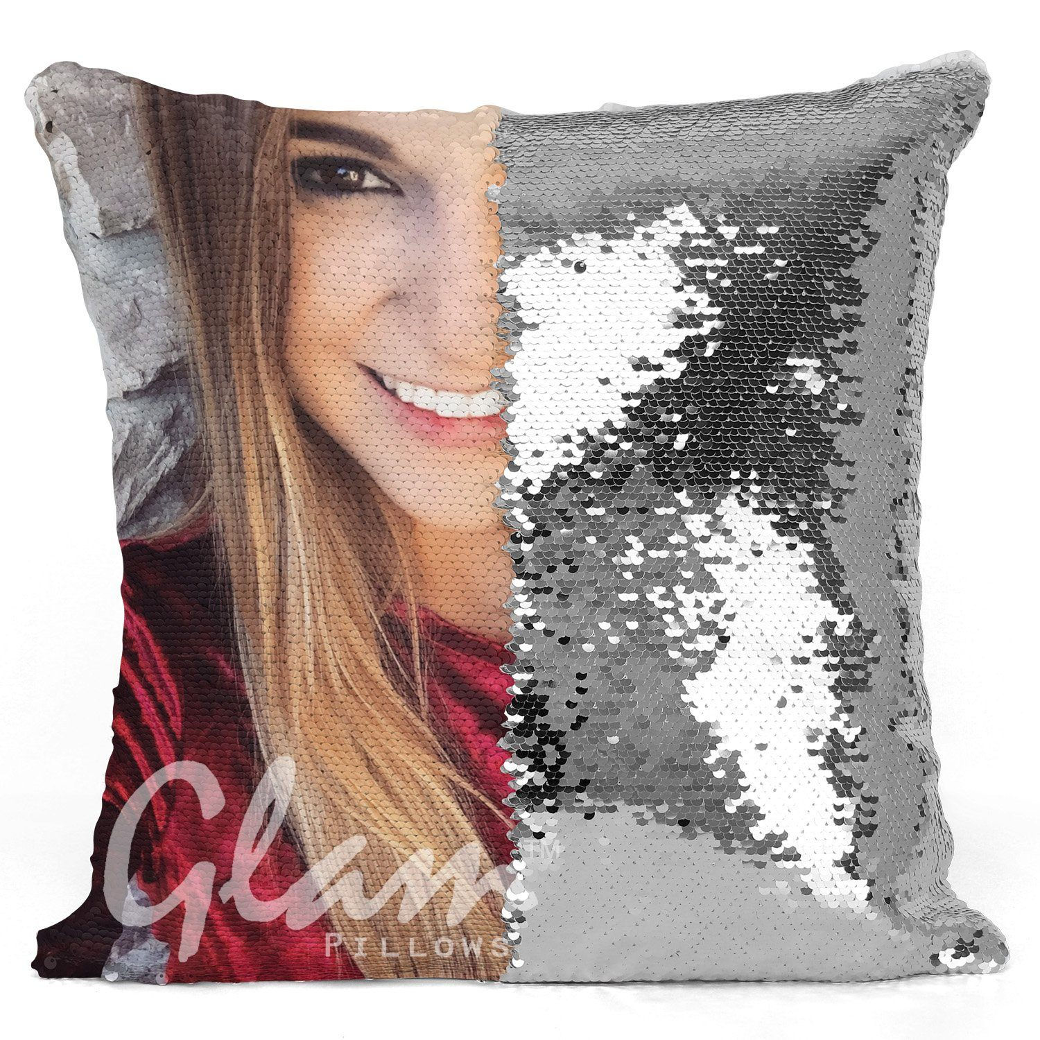 Wallpaper #cEAxMZMBJhL2WPba-MVH188 Custom Reversible Sequin Glam Pillow Add Your Own Photo Glam Pillows