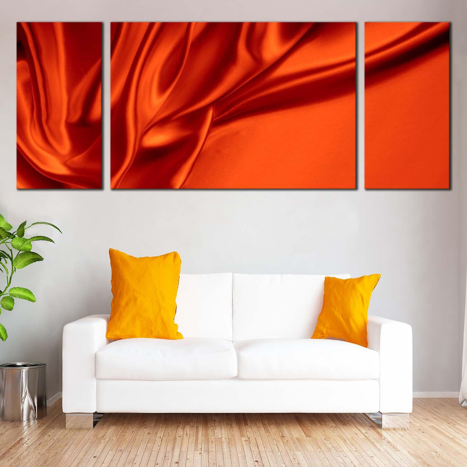 Wallpaper #FGfC_5IBSpphPi3-96QM196 Wavy Folds Canvas Wall Art Orange Abstract Background Luxury 3 Piece