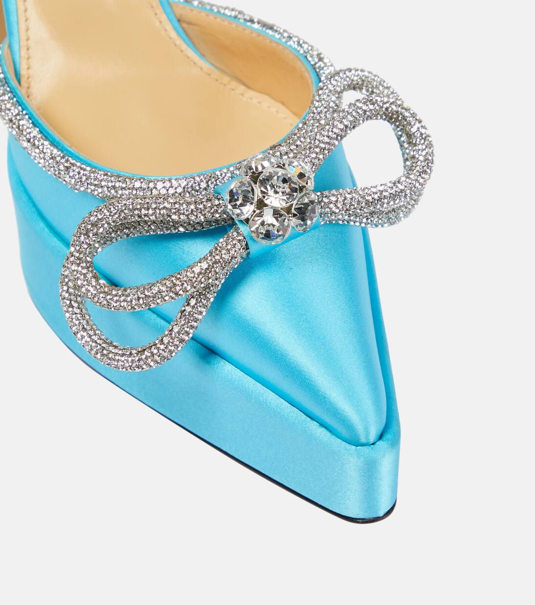 Wallpaper #QAPuZpMBpyOg8YnE0tzH367 Double Bow Embellished Satin Pumps in Blue Mach Mach Mytheresa