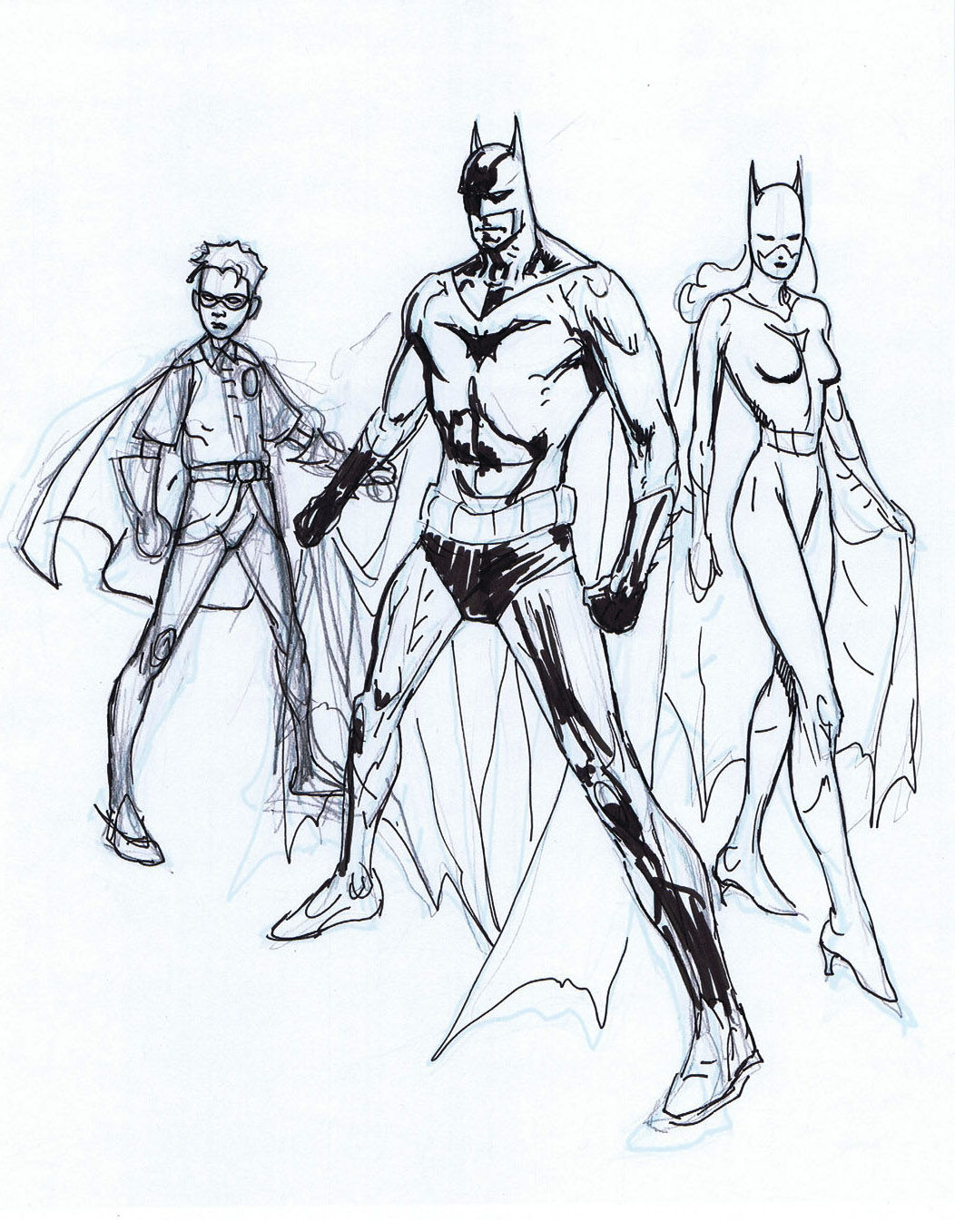 Wallpaper #X2gXIZMBSpphPi3-Ay8w51 Kevin Nowlan Batman Family 11 X 17 Drawing