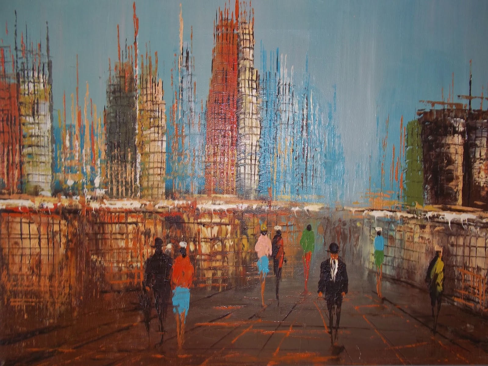 Wallpaper #SWeu7pIBSpphPi3-HV6n68 Modern20 Vintage 1960s Abstract Expressionist Cityscape Oil Painting
