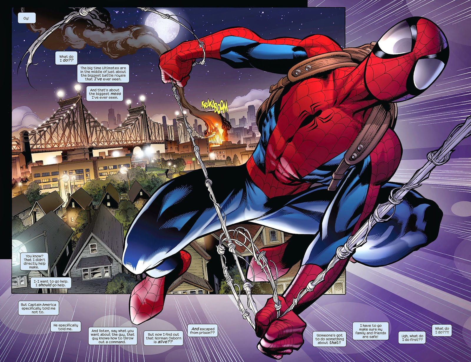 Wallpaper #_XMhgI4BFI5NbQksWxc-6 Spider-Man Swinging Over the City at Night