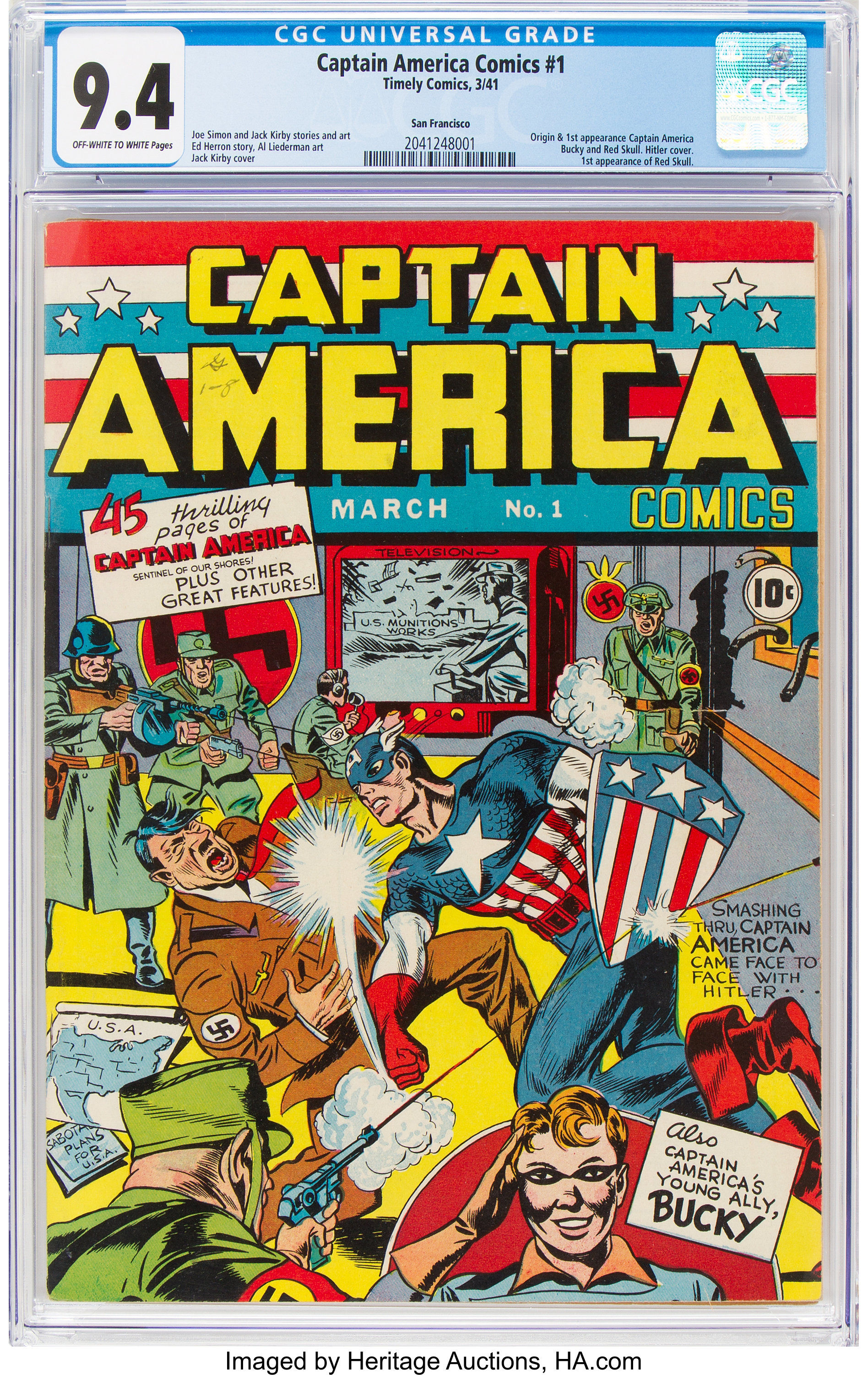 Wallpaper #PnQzw44B_8f4nGFagHDK17 Captain America Comics 1 Flies to 915000 at Heritage