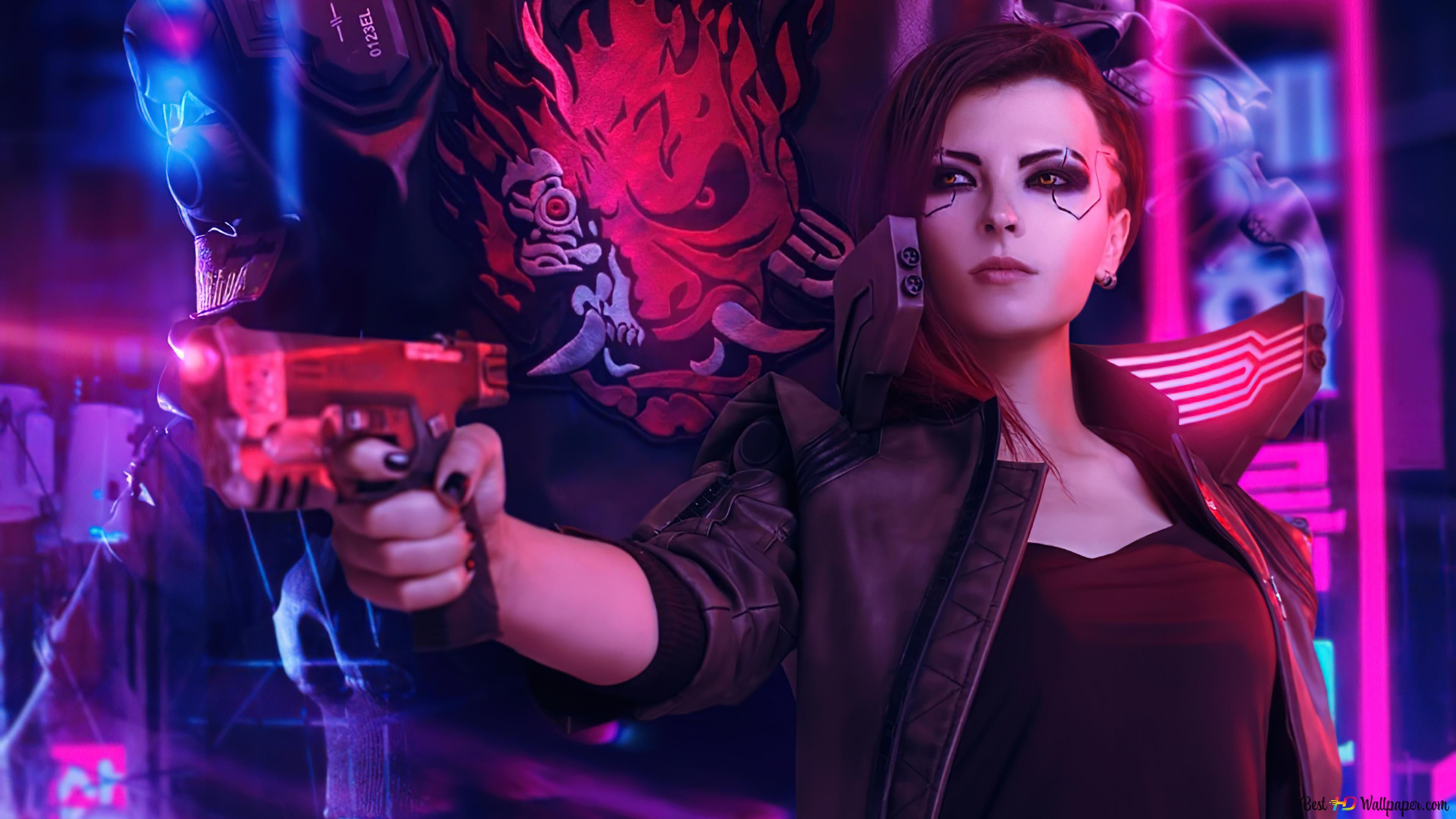 Wallpaper #kWdXCJMBSpphPi3-_sra8 Cyberpunk 2077 Video Game Female V Cosplay 4K Wallpaper Download