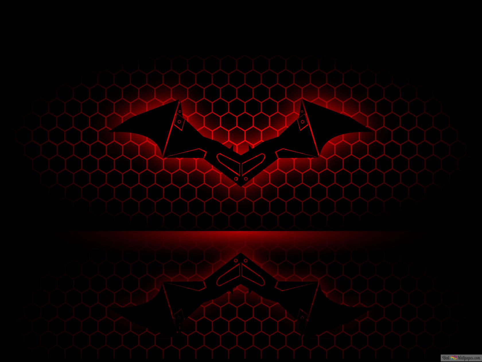 Wallpaper #exnWLY8BtGB6xQ78fZOV39 The Batman Logo with Reflection Black and Red 4K Wallpaper Download