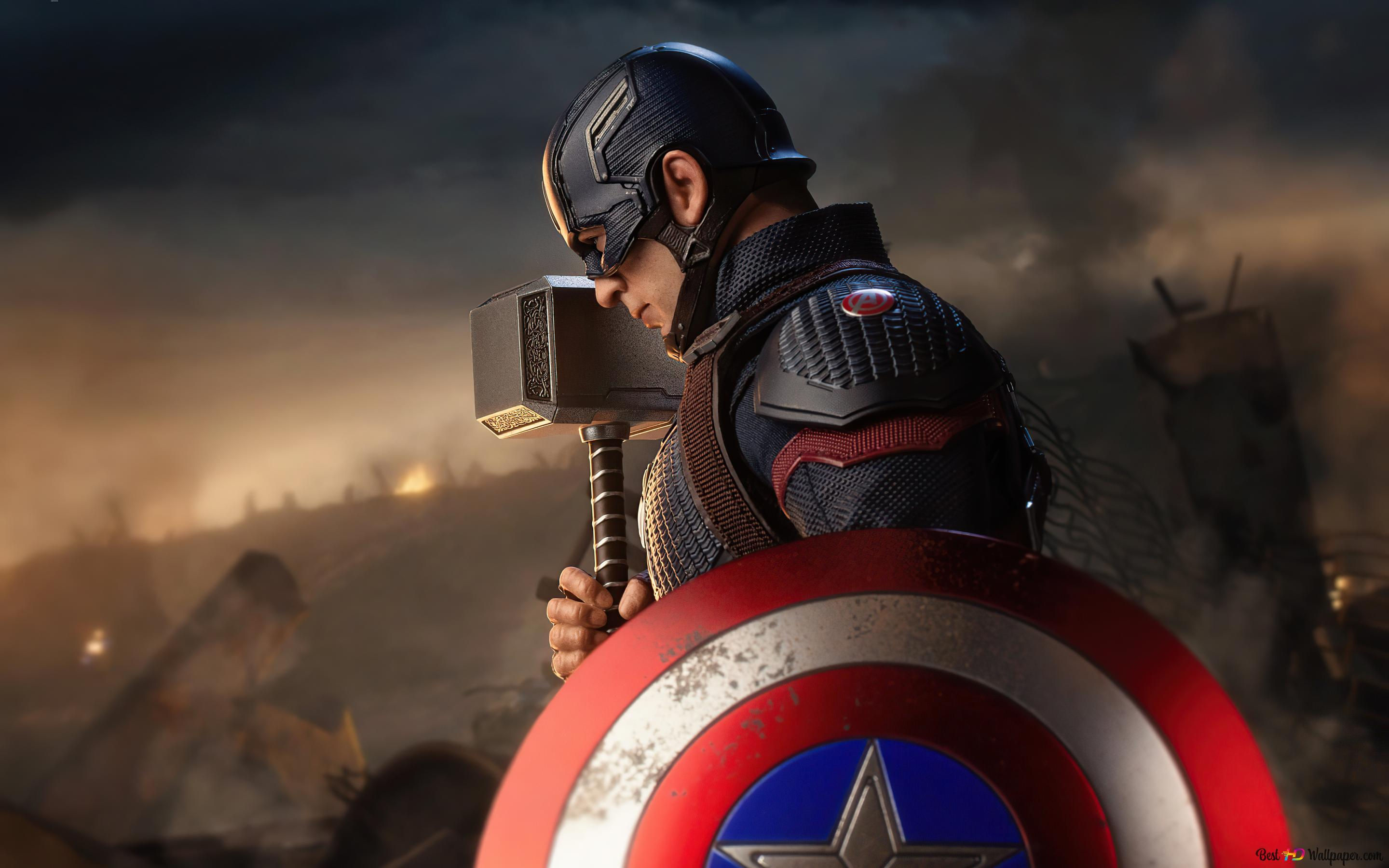 Wallpaper #QEVDoI4B7YBJg1BVjqOL15 Chris Evans as Handsome Actor Captain America Thors Hammer in Hand 4K