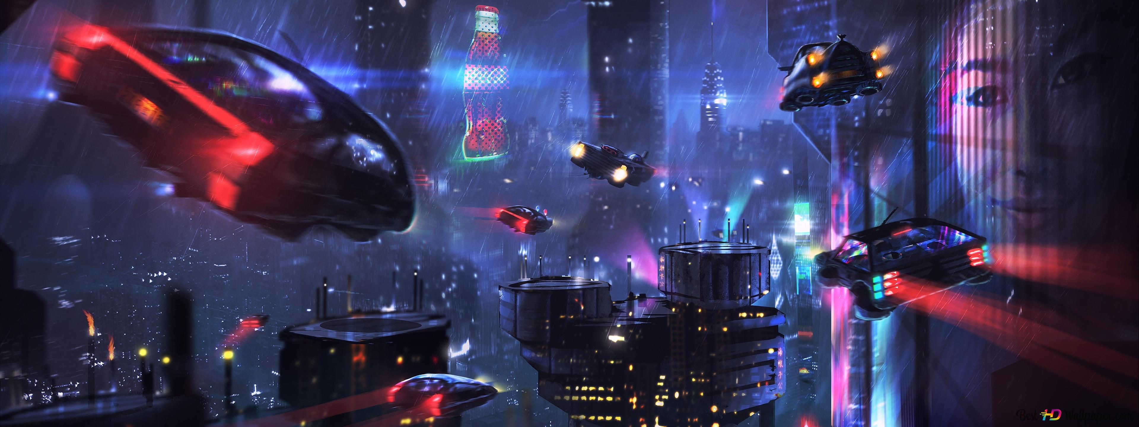 Wallpaper #aUUhlI4B7YBJg1BVYp8S29 City Cyberpunk Dual Monitor Wallpaper Wallpaper Cave