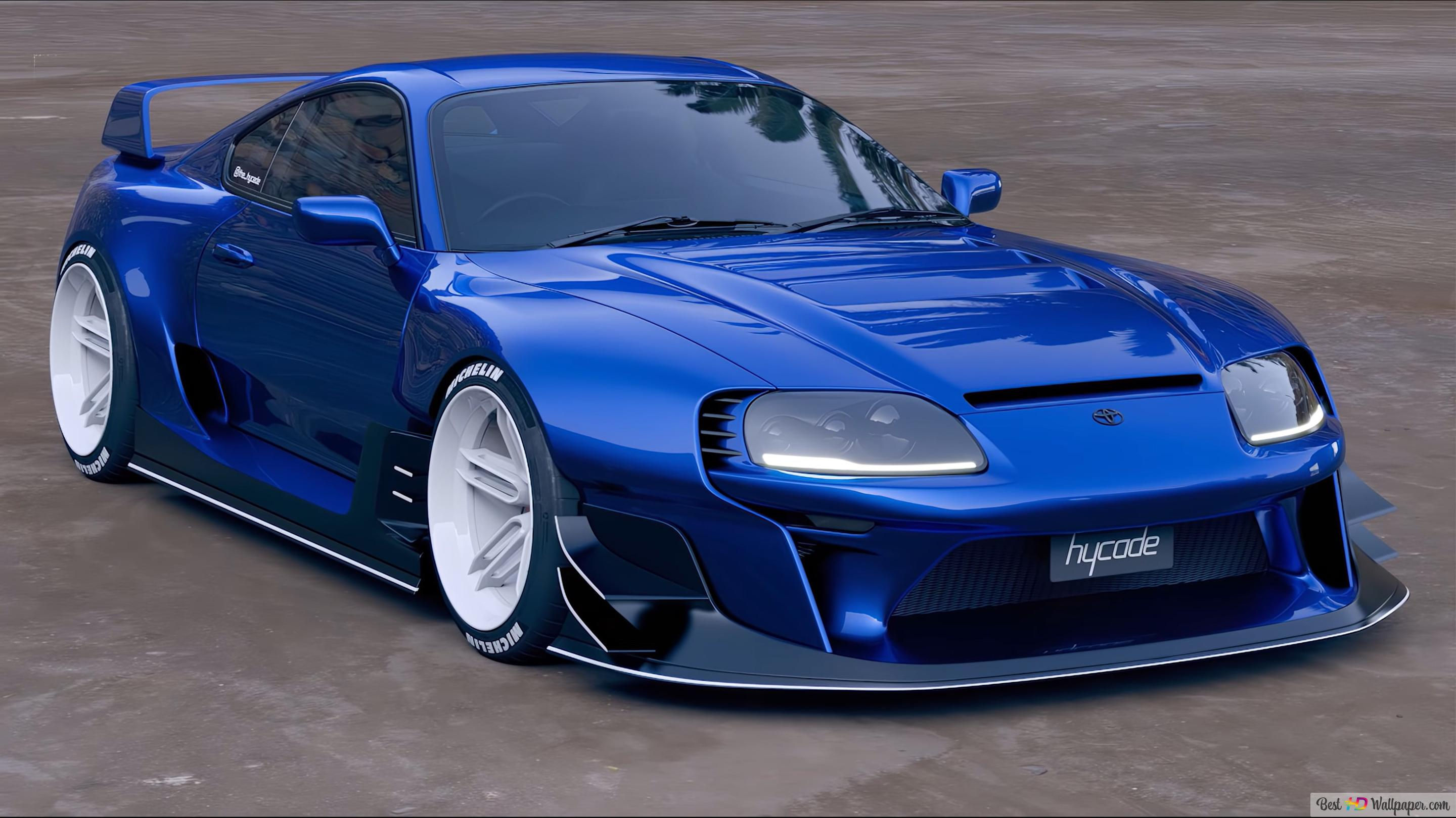 Wallpaper #uhyWQZMB8JfcLg2Jq_eg52 Toyota Supra Mk4 Biru Dengan Kit Bady Diterapkan 4K Unduhan Wallpaper