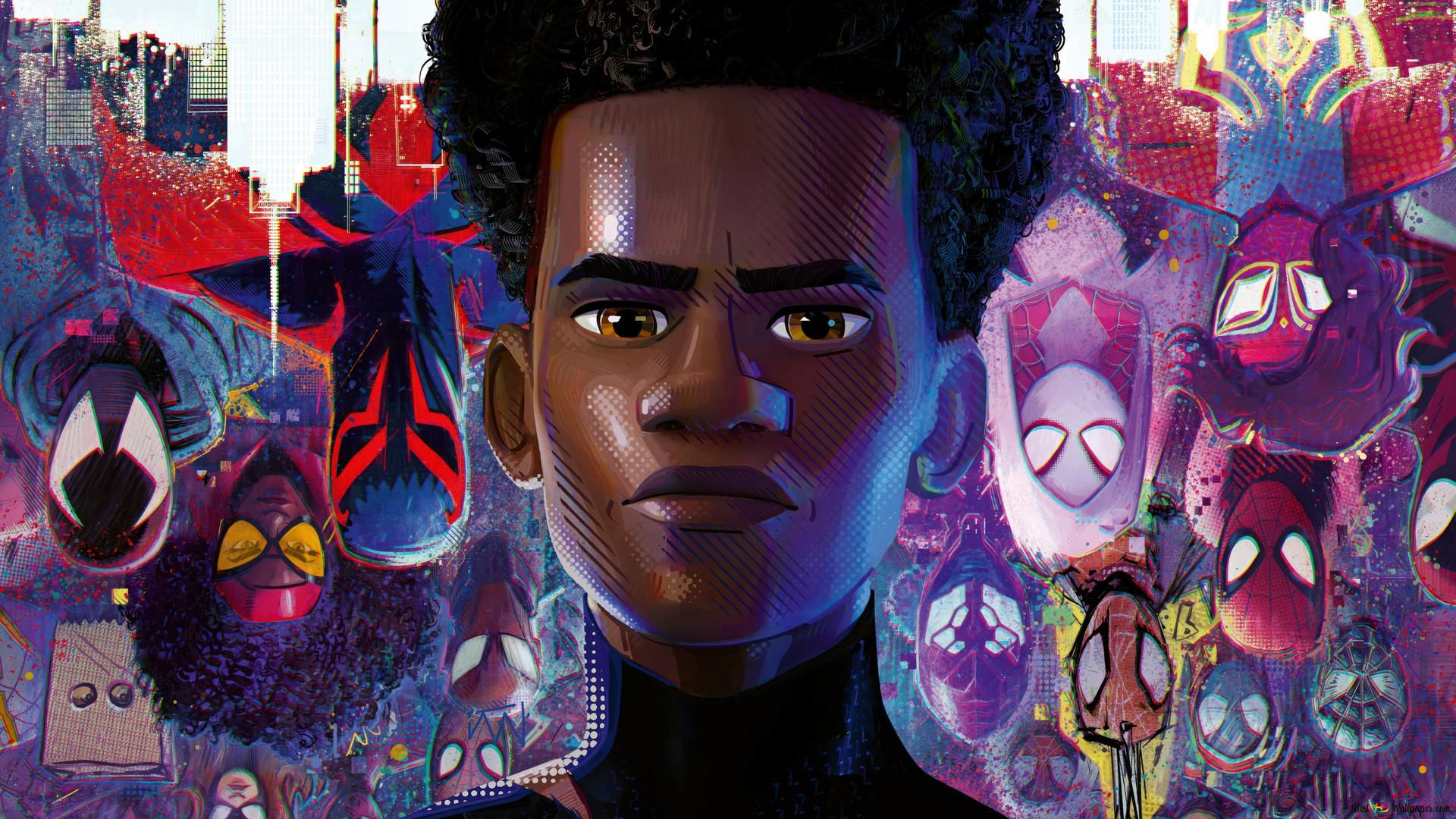 Wallpaper #k2cR5pIBSpphPi3-9TJH368 Miles Morales from Spider Man Across the Spider Verse 2023 Movie 4K