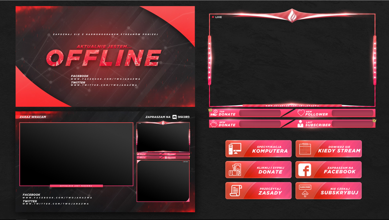 Wallpaper #Y88FO5MBOBUYluQYwLqS110 Pink Twitch Stream Overlay Template Mattovsky Design