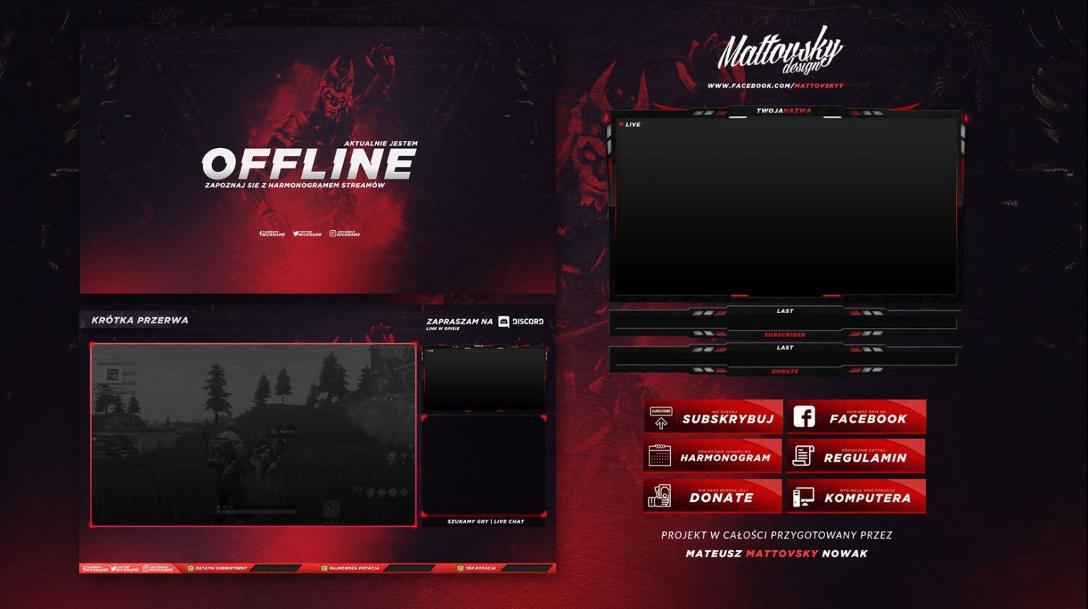 Wallpaper #Y88FO5MBOBUYluQYwLqS116 Dark Red Stream Overlay Template Mattovsky Design