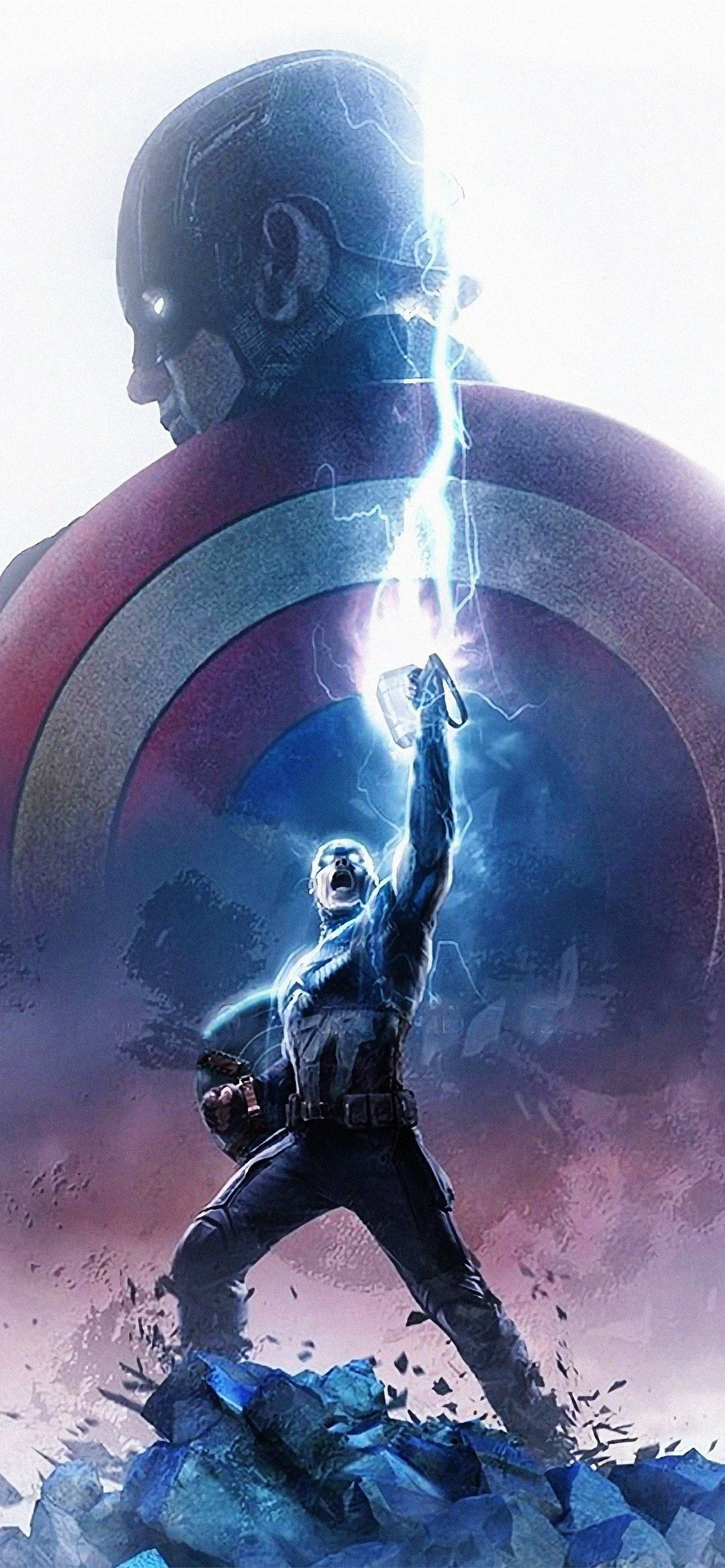 Wallpaper #B70BF Captain America Surrounded by Lightning from Thors Hammer