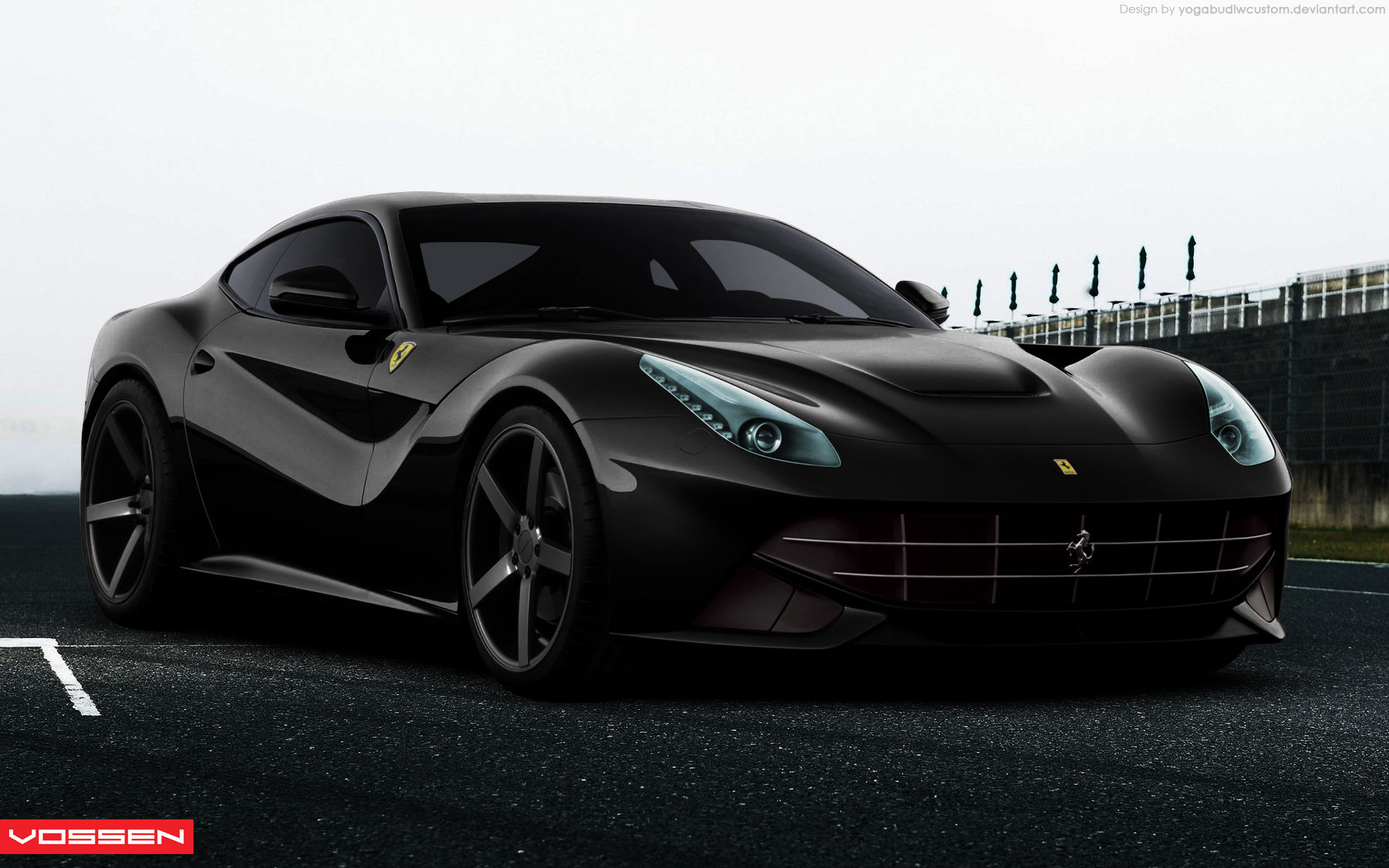 Wallpaper #hHMGhI4BFI5NbQks_hwT28 Ferrari F12 Black with Vossen Wheels by Yogabudiwcustom on Deviantart
