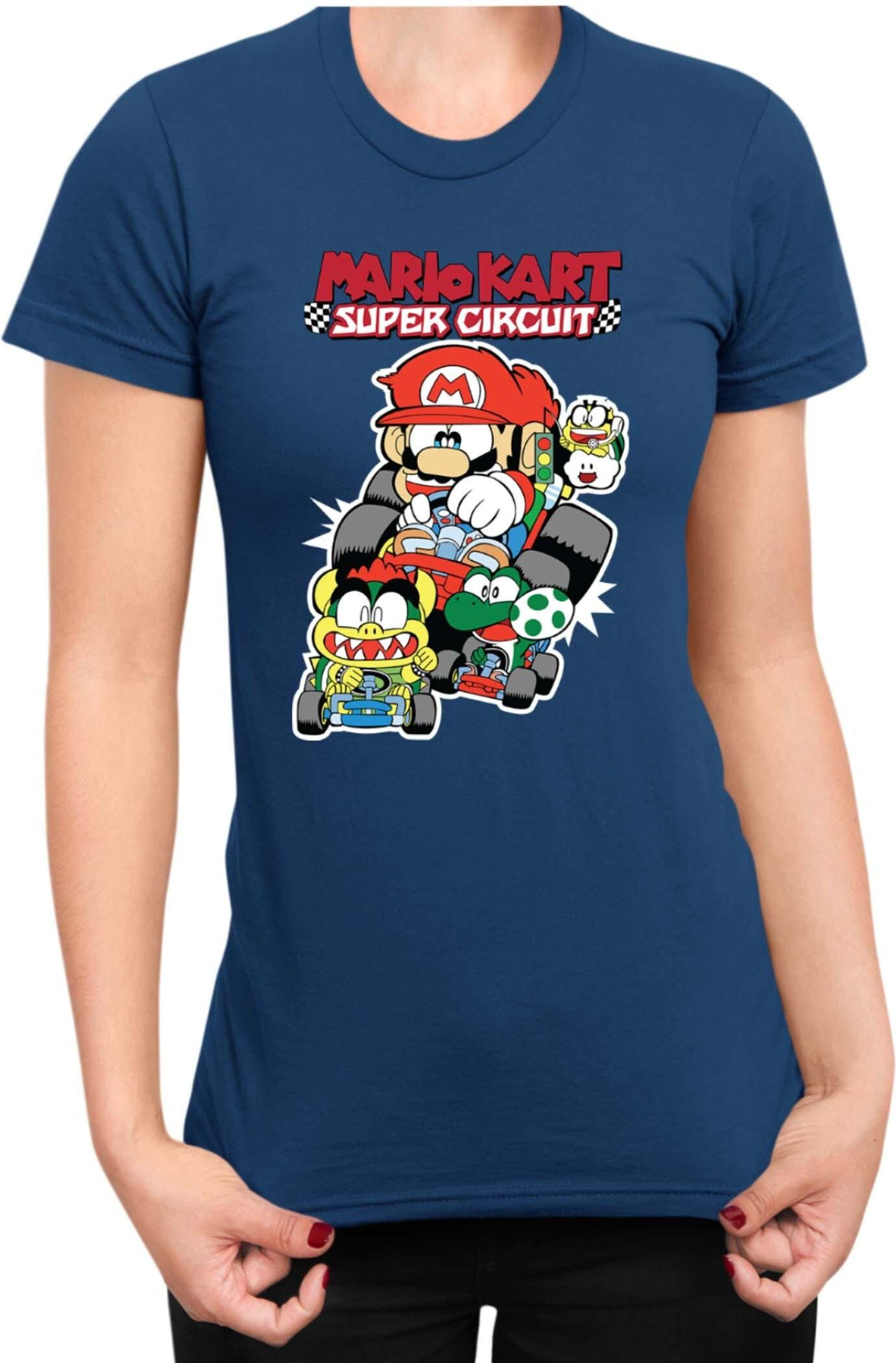 Wallpaper #xqk6h5cBxbDgA0Rl3u2P97 Mario Kart Super Circuit Koszulka Damska Super Mario Bros Luigi Bowser