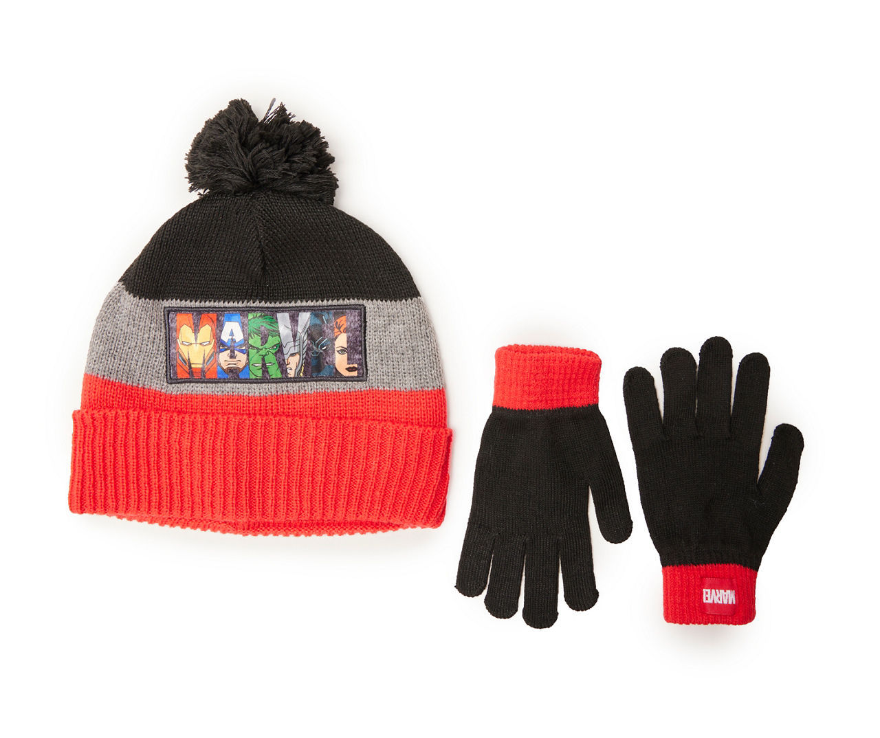 Wallpaper #azNBM5MBcgDP3FvJm6p1194 Marvel Kids Black Red Color Block Logo Pom Pom Beanie Gloves Big