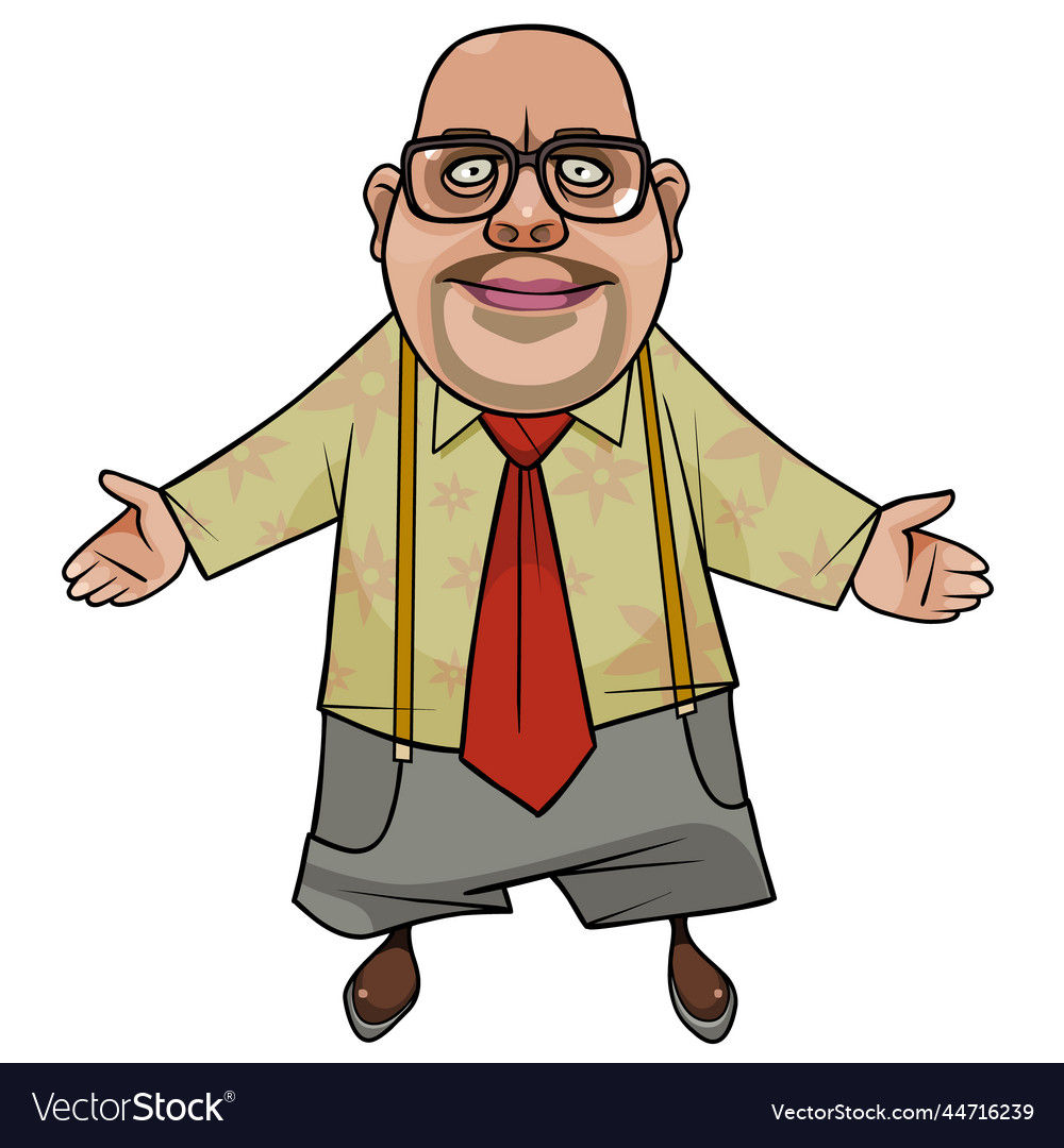 Wallpaper #VrgT1pIBJvJKYCmEUtx7685 Cartoon Overweight Man with Glasses Friendly Vector Image
