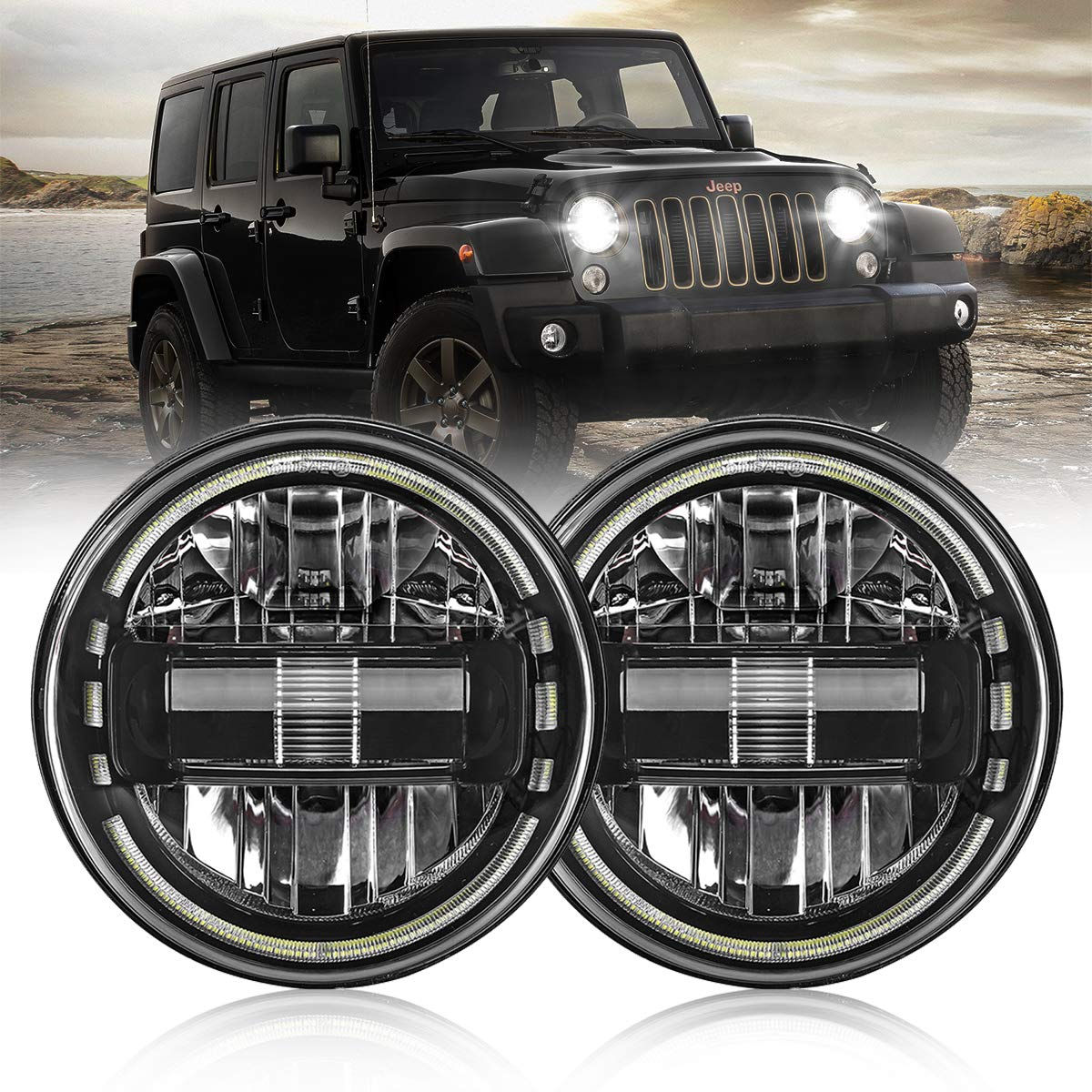 Wallpaper #3kDmL5MBJhL2WPbalr5E61 Dot Approved 7 Inch Jeep Headlight for Jeep Wrangler Jk Lj Cj Tj 1997