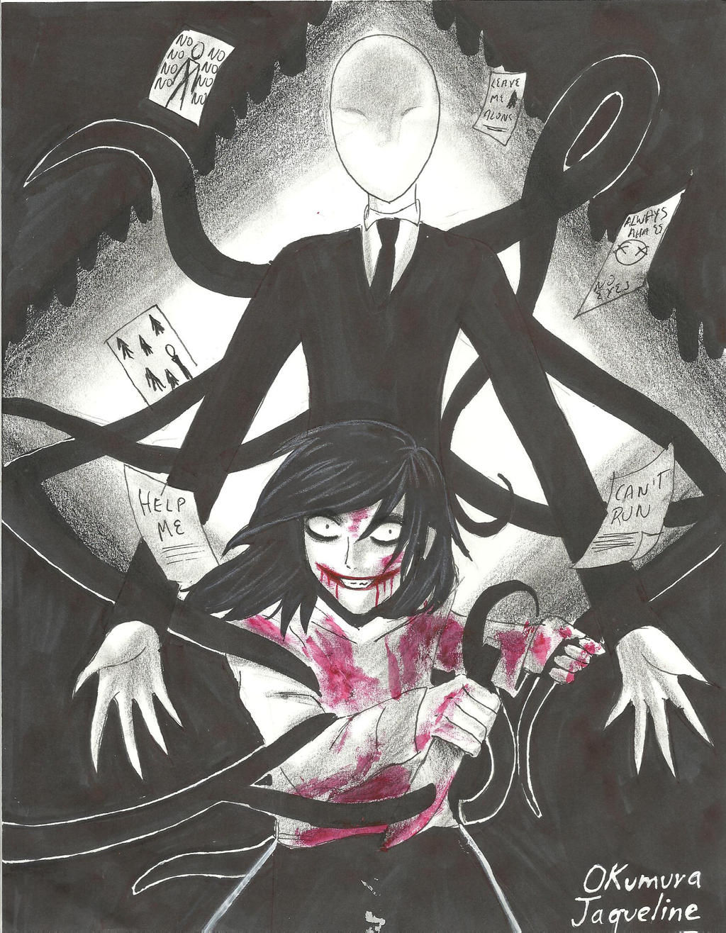 Wallpaper #wEDgL5MBJhL2WPbaU77v309 Slenderman vs Jeff the Killer by Okumurajaqueline on Deviantart