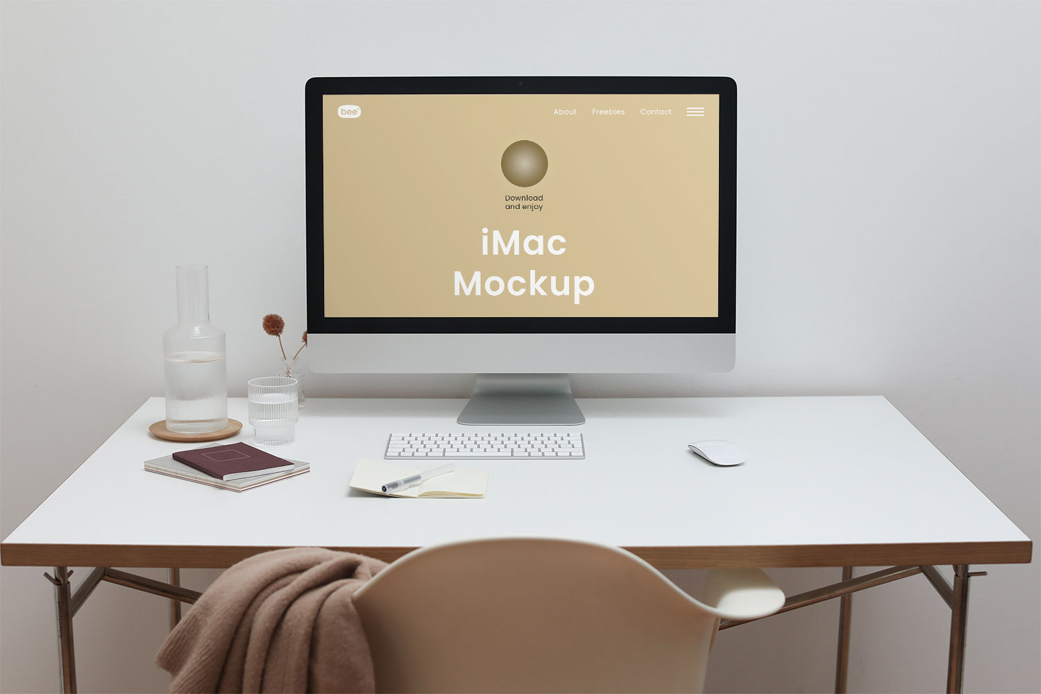 Wallpaper #b0CLL5MBJhL2WPbayb1A164 iMac Screen Front View Free Mockup Free Mockup World