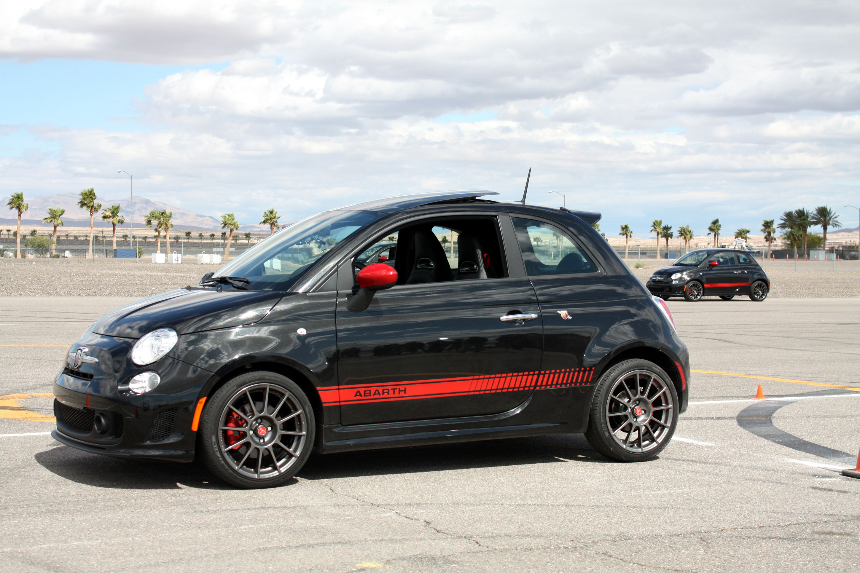 Wallpaper #a819a Front View of Black Fiat 500 Abarth Parked in the Street Editorial