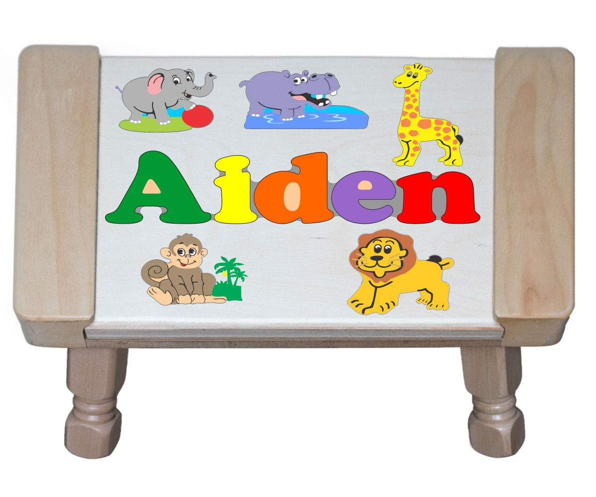 Wallpaper #Y3fvJ5MB-pgBXx6056hz228 Custom Name Jungle Zoo Animals Puzzle Stool