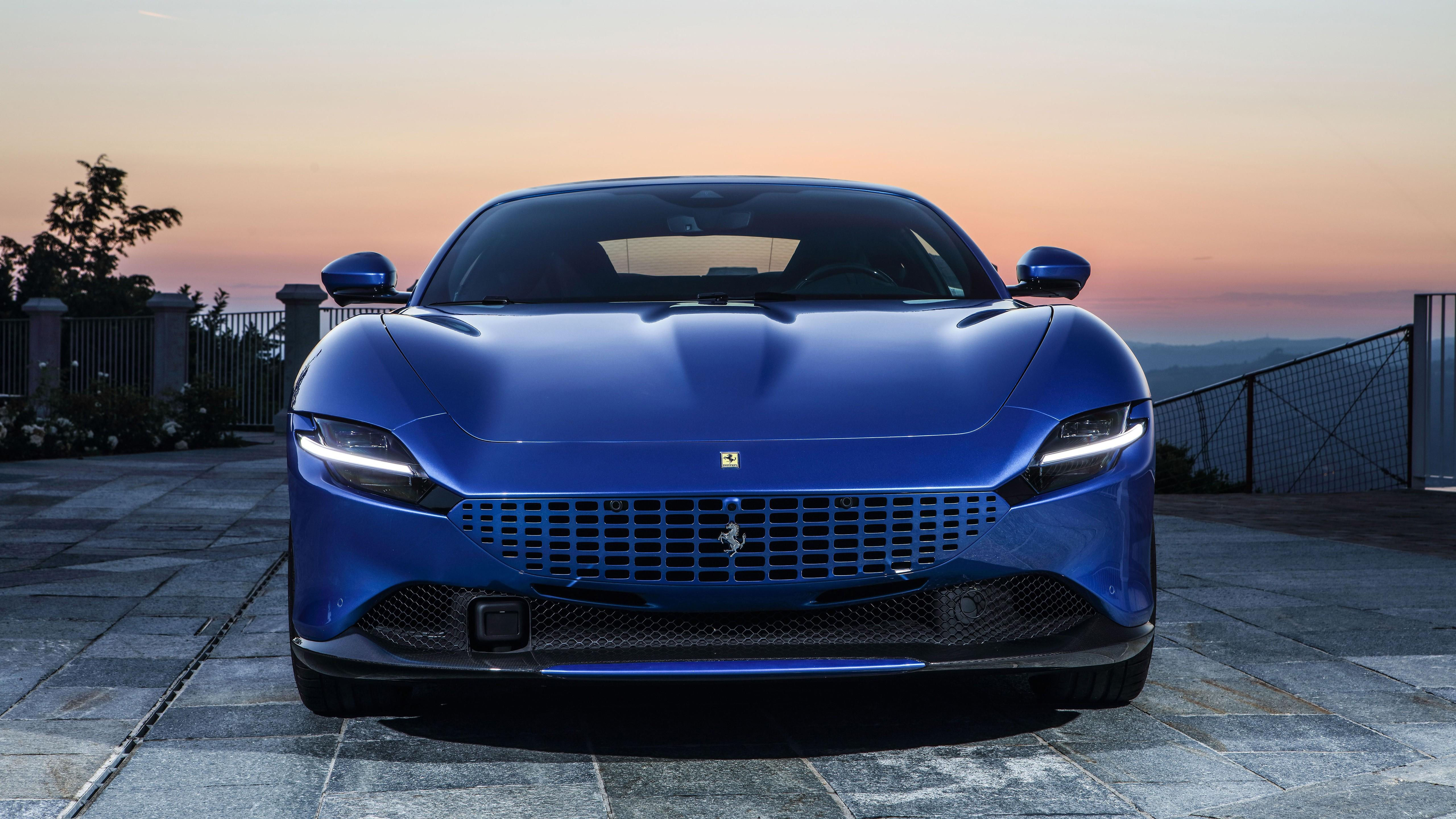 Wallpaper #wEXgko4B7YBJg1BVhZ7x3 Blue Ferrari Roma 2021 10 4 K 5K Mobil HD Desktop Wallpaper Layar
